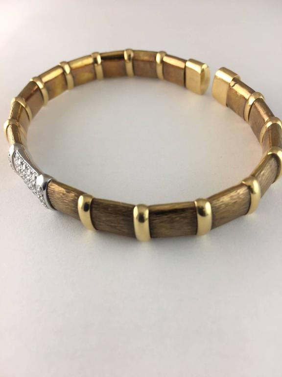 Italian Design 18 Karat Chocolate Gold Bracelet with Diamonds at