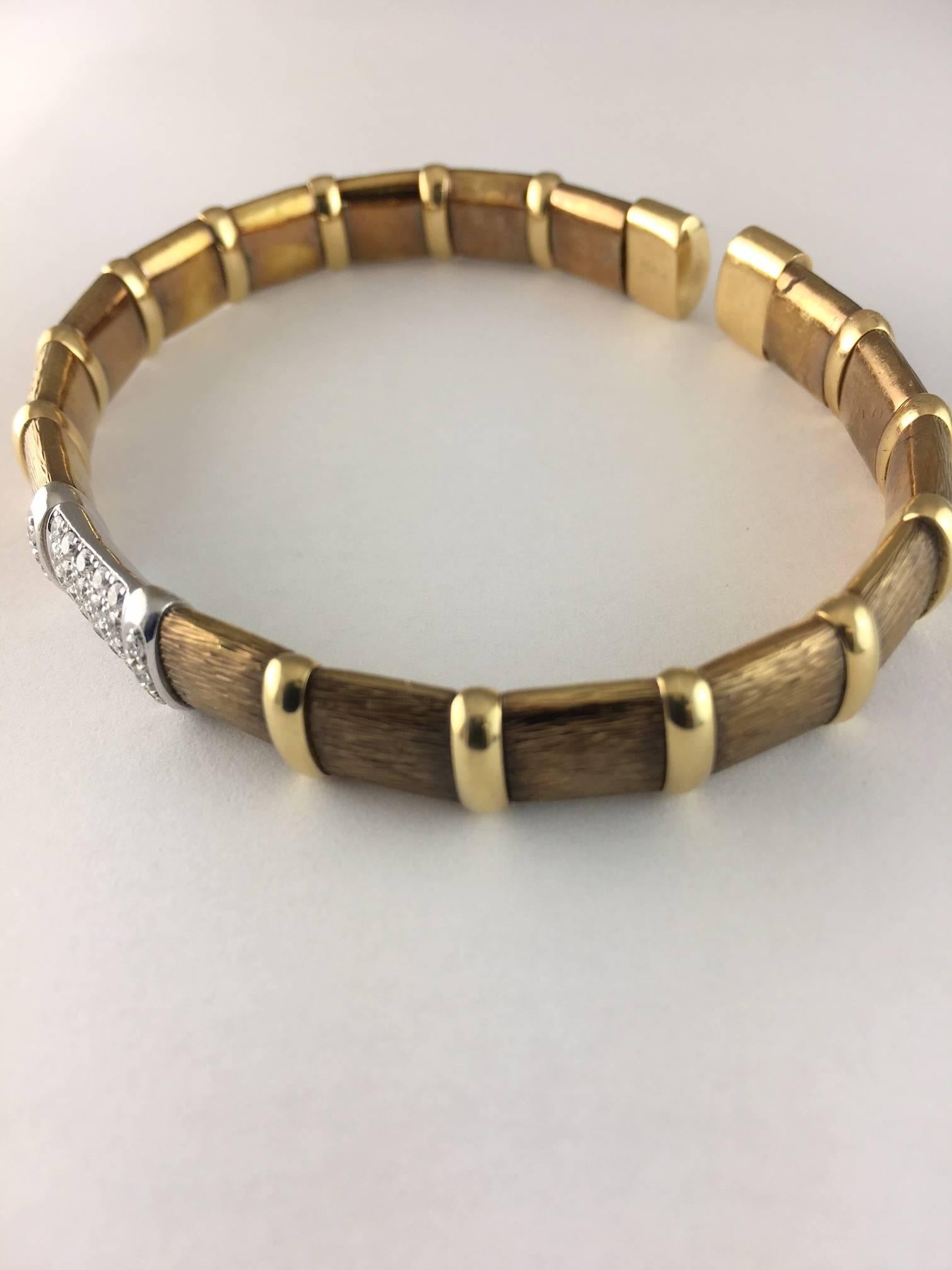 Italian Craftsmanship-18k Chocolate Gold Bracelet with .49cts diamonds.  Fits 7-7.5 inch wrist.   From Lecil Henderson Collection.