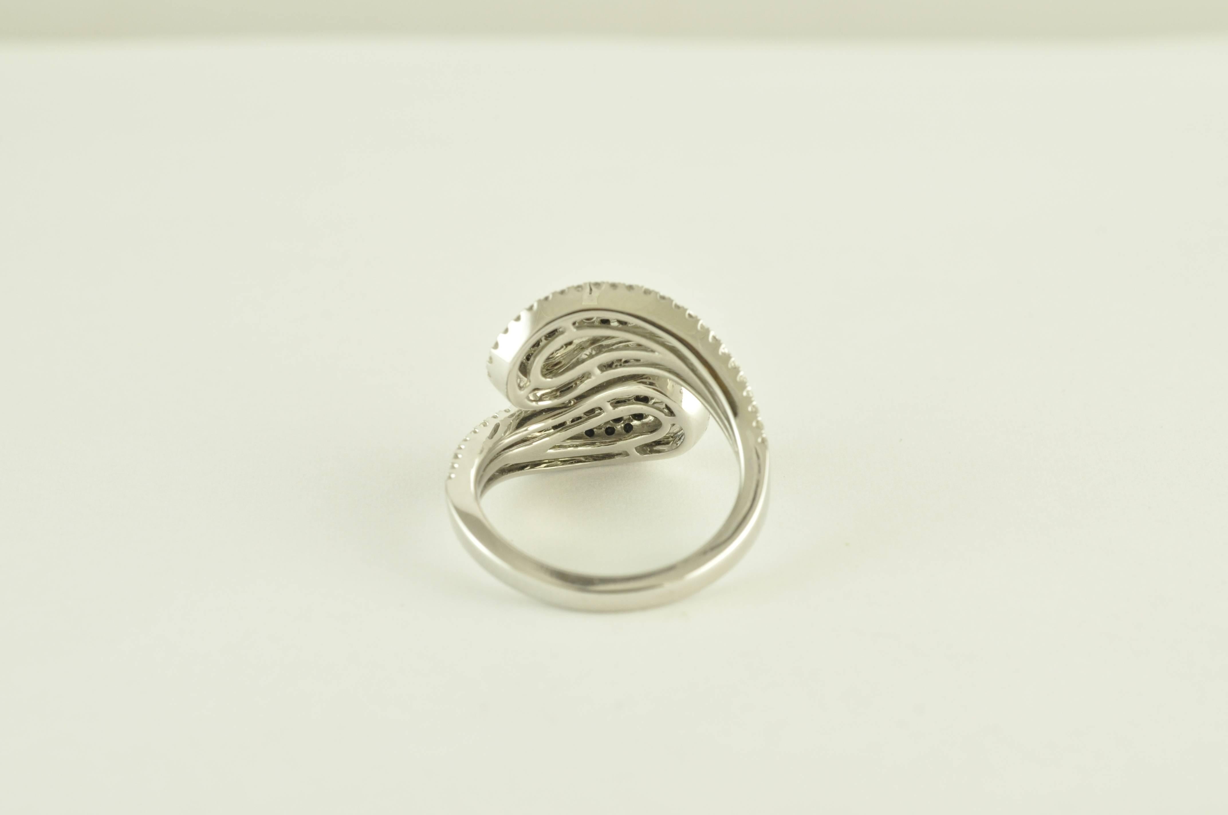 Contemporary Gold with Black and White Diamond Swirl Ring
