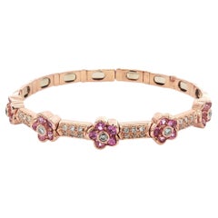 Brazalete «Sonia B» con zafiro rosa y diamantes, en oro rosa de 14K