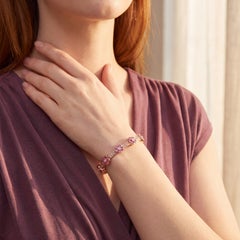 Bracelet Sonia B en or rose 14 carats, avec saphir rose et diamants