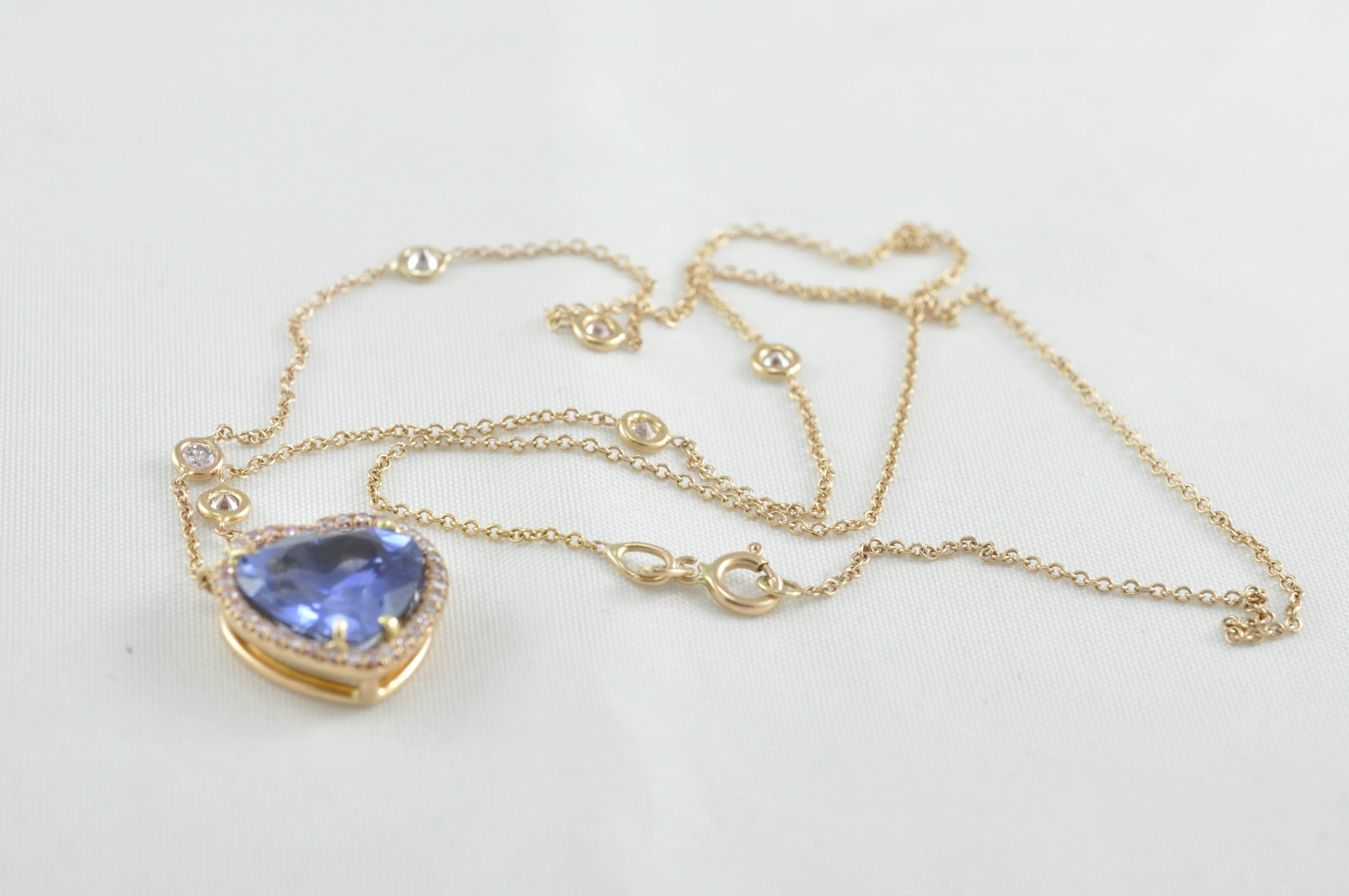 Women's Gold and Sapphire Heart Shaped Pendant