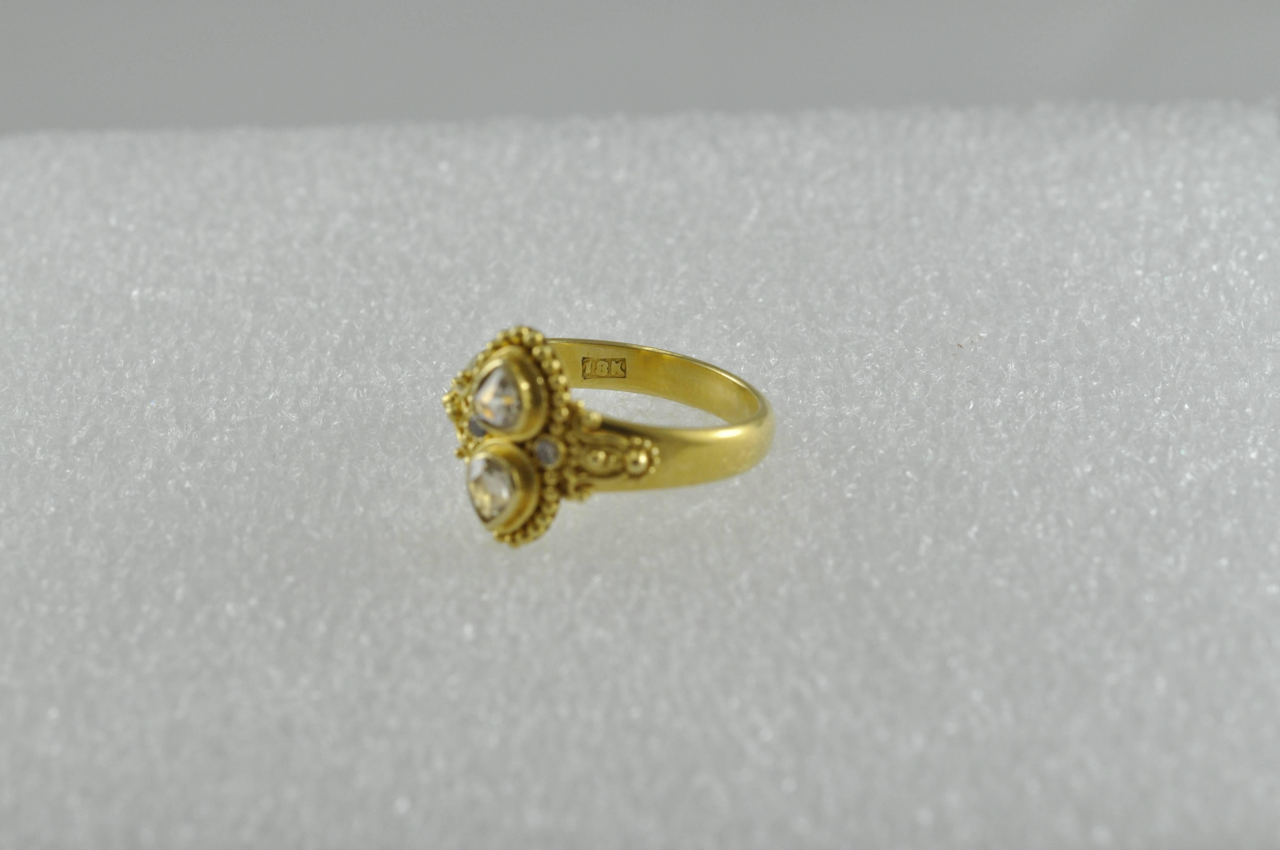 Artisan Gold and Rose Cut Diamond Ring