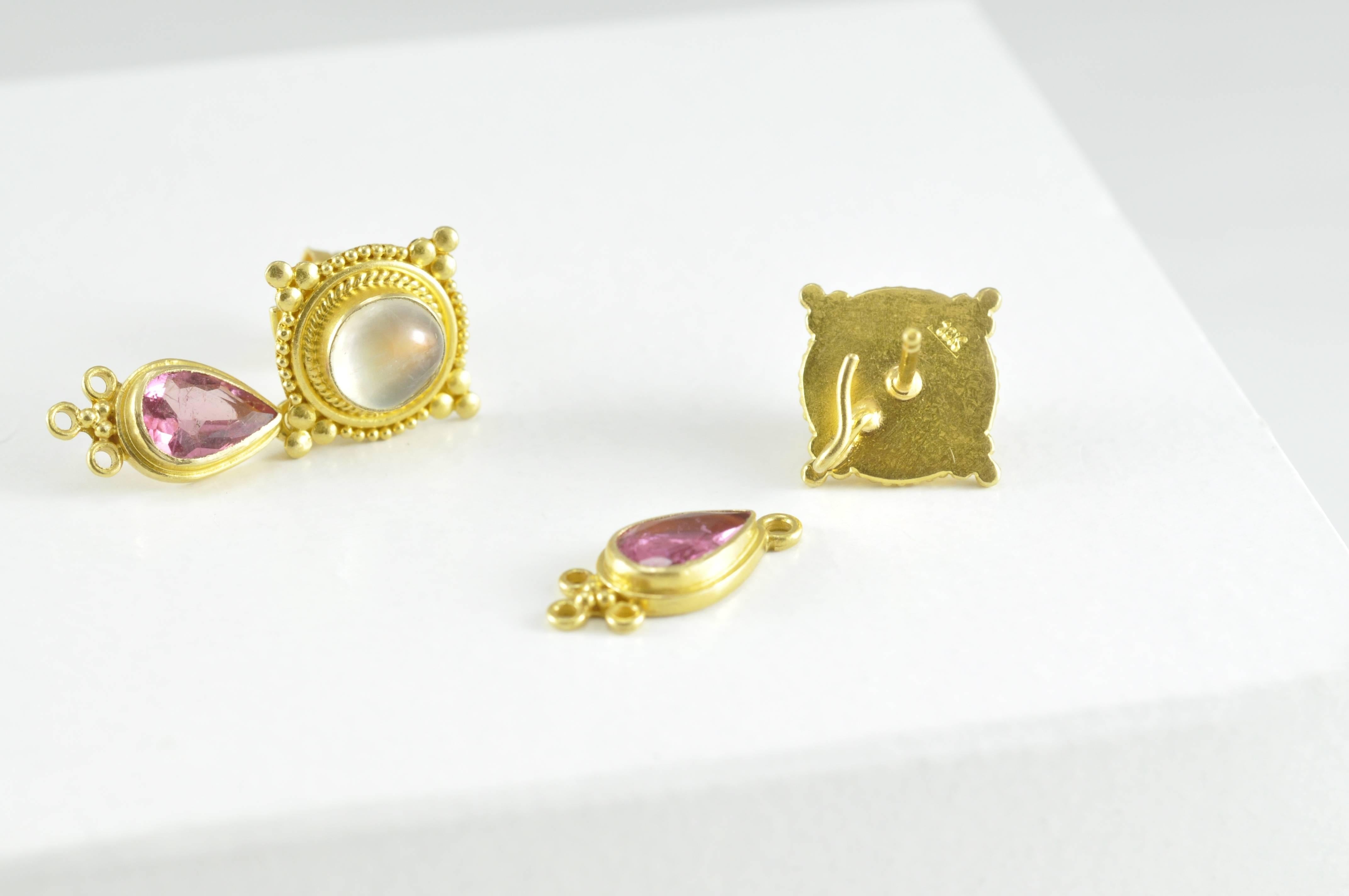 Women's Kimarie Moonstone and Granulated Gold Earrings