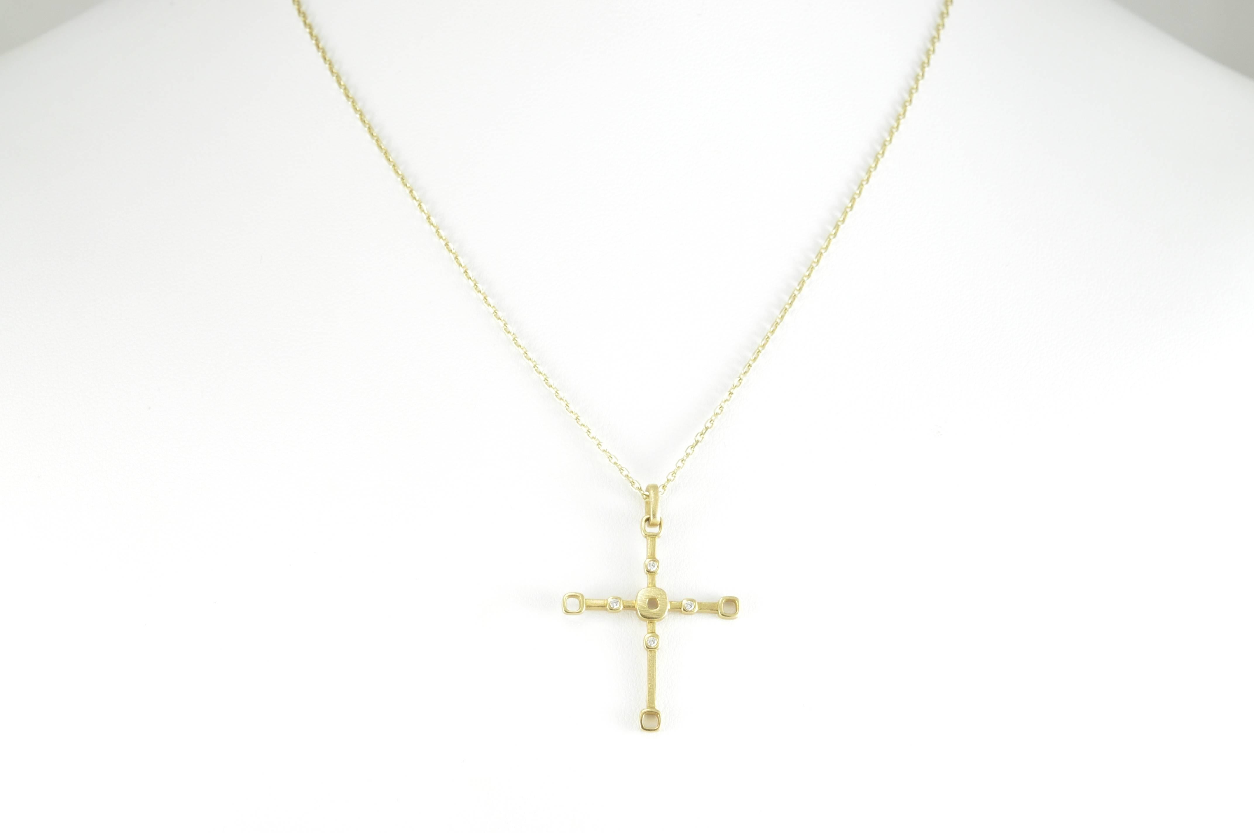 Alex Sepkus Diamond and Gold Cross Necklace In Excellent Condition In Dallas, TX