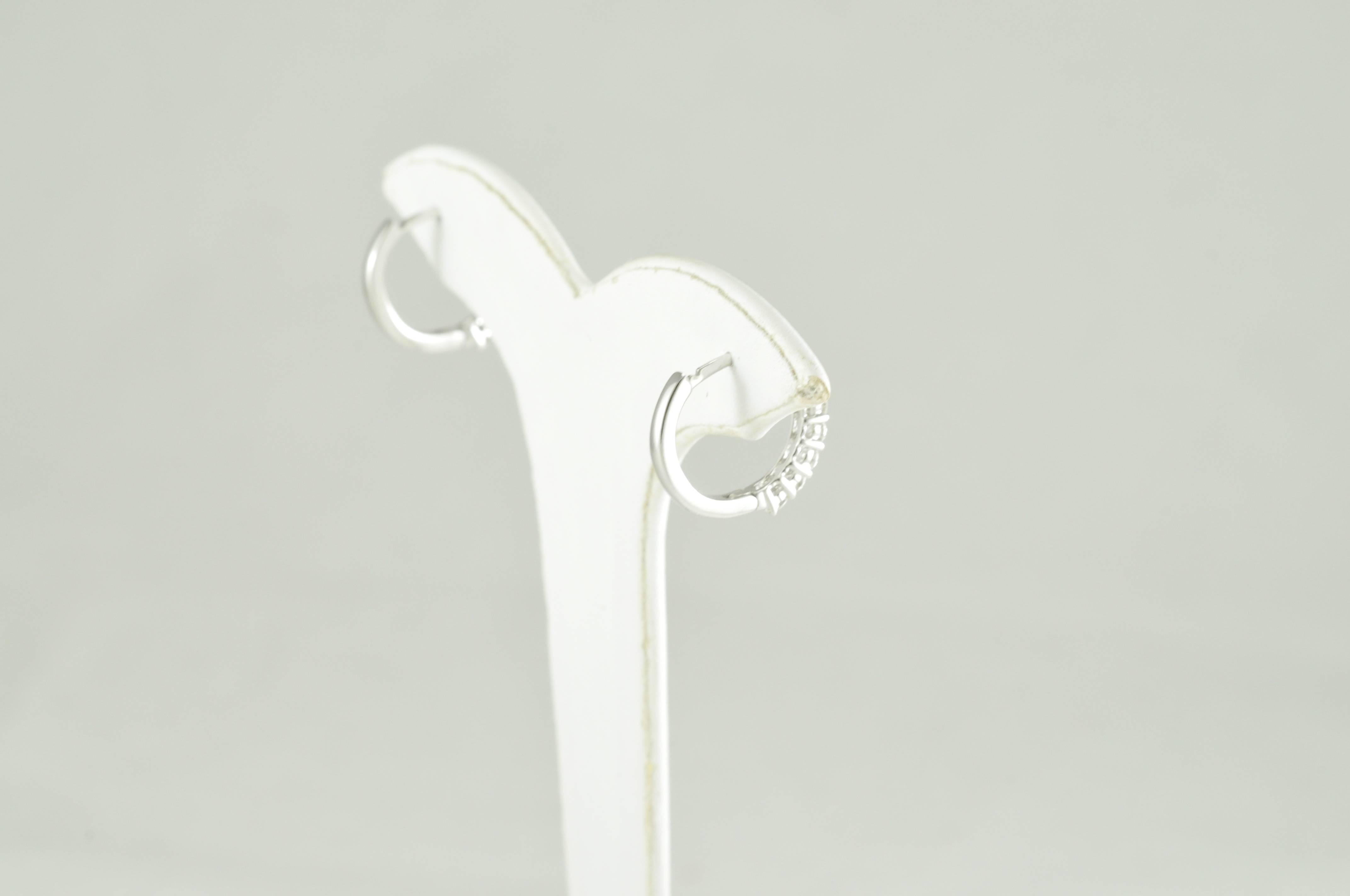 Modern 18 Karat White Gold Diamond Hoop Earrings