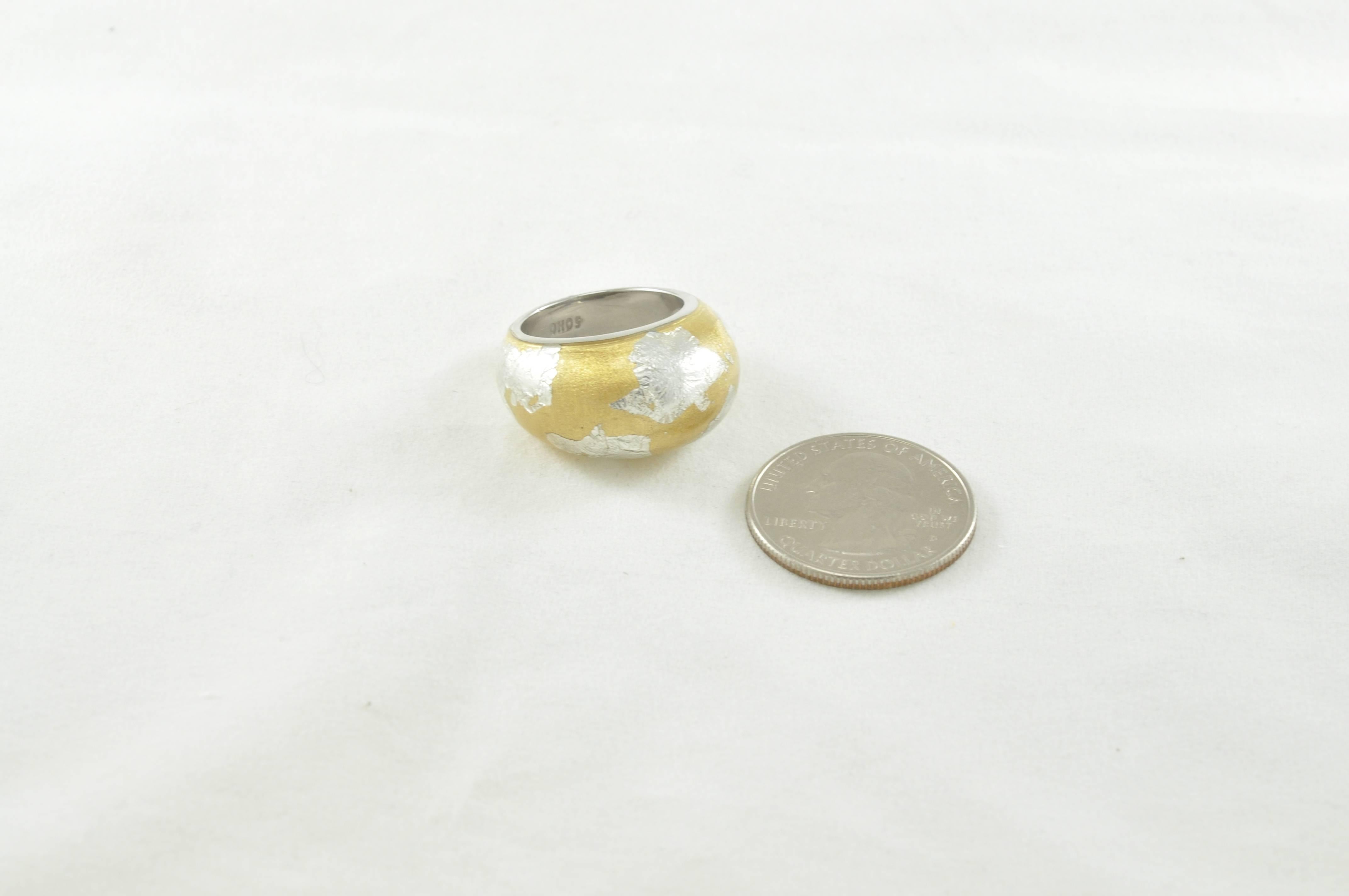Women's Sterling Silver and Gold Enamel Ring