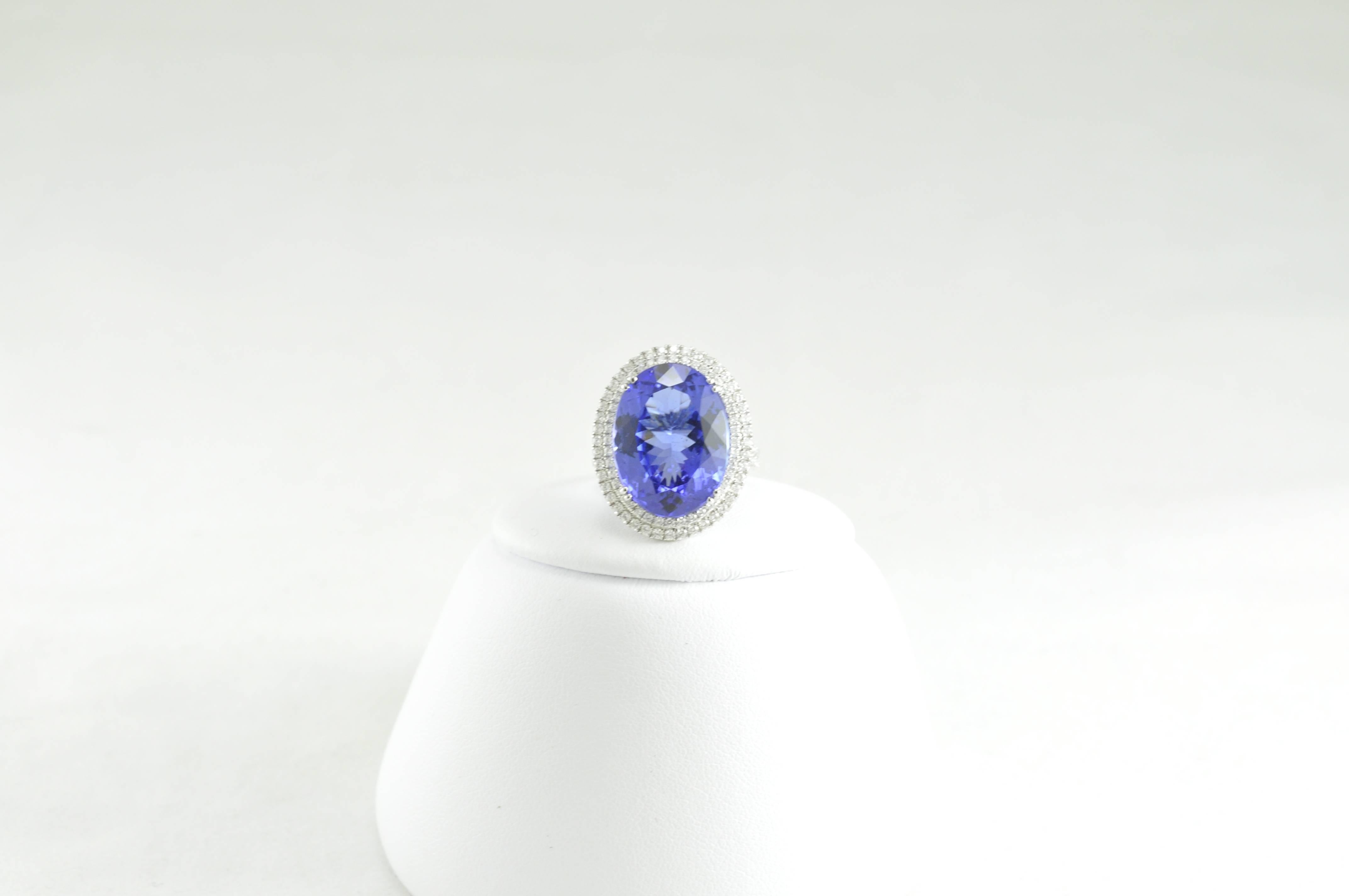 Modern Oval Tanzanite Diamond Ring