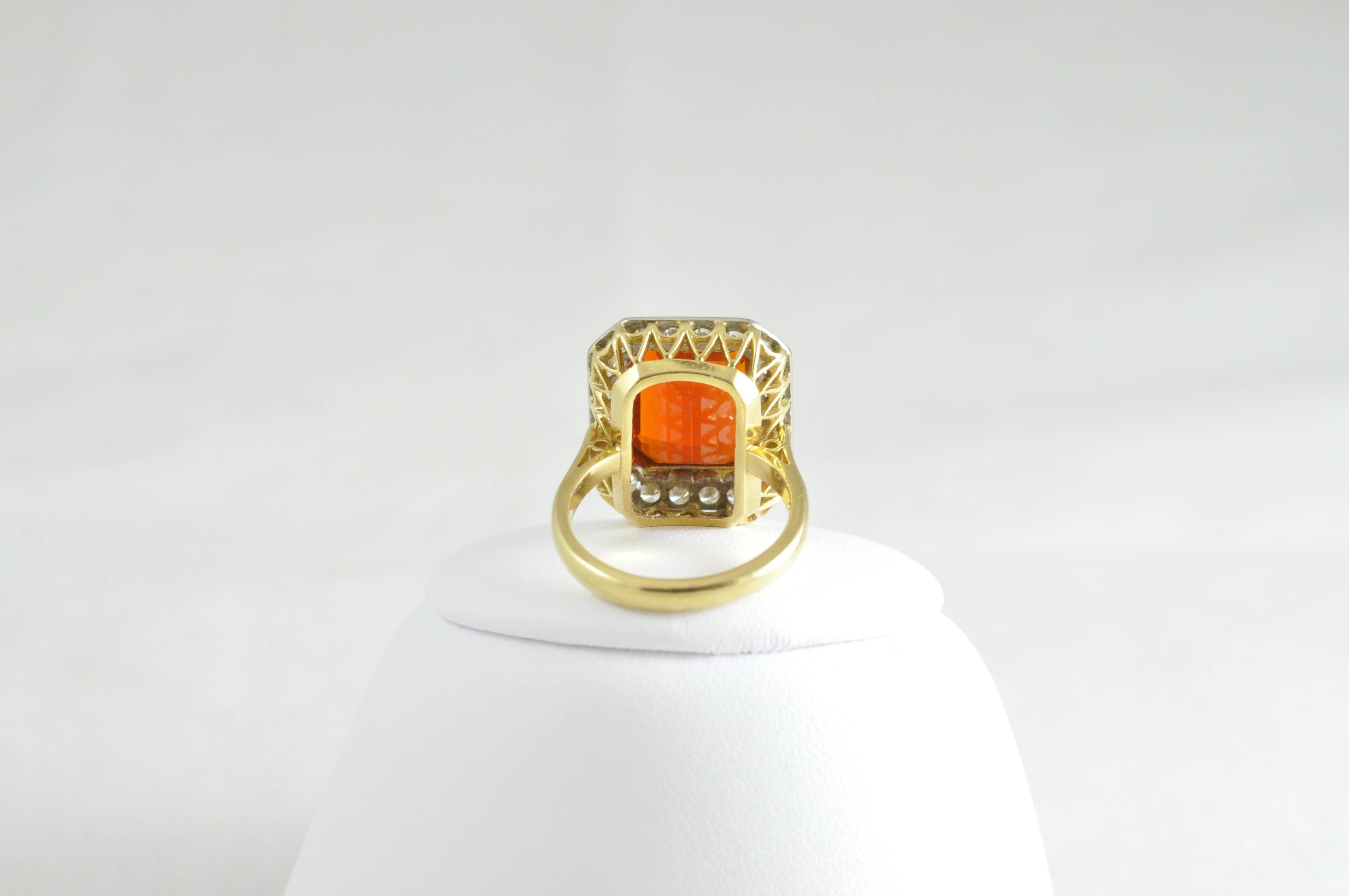 Women's 18 Karat Fire Opal and Diamond Ring