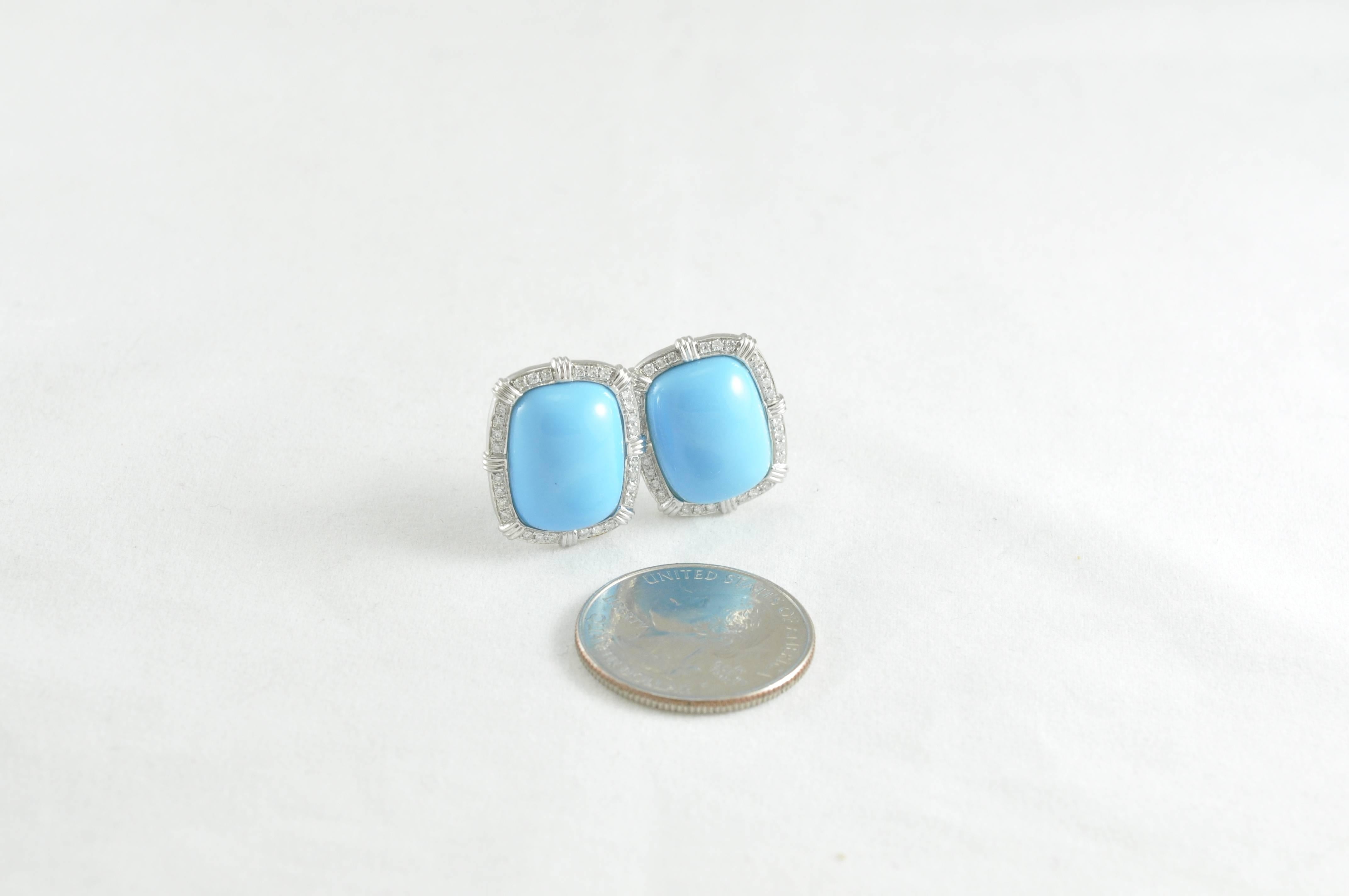 Women's Natural Arizona Turquoise and Diamond Earrings