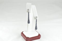 White Diamond and Sapphire Long Tear Drop Earrings