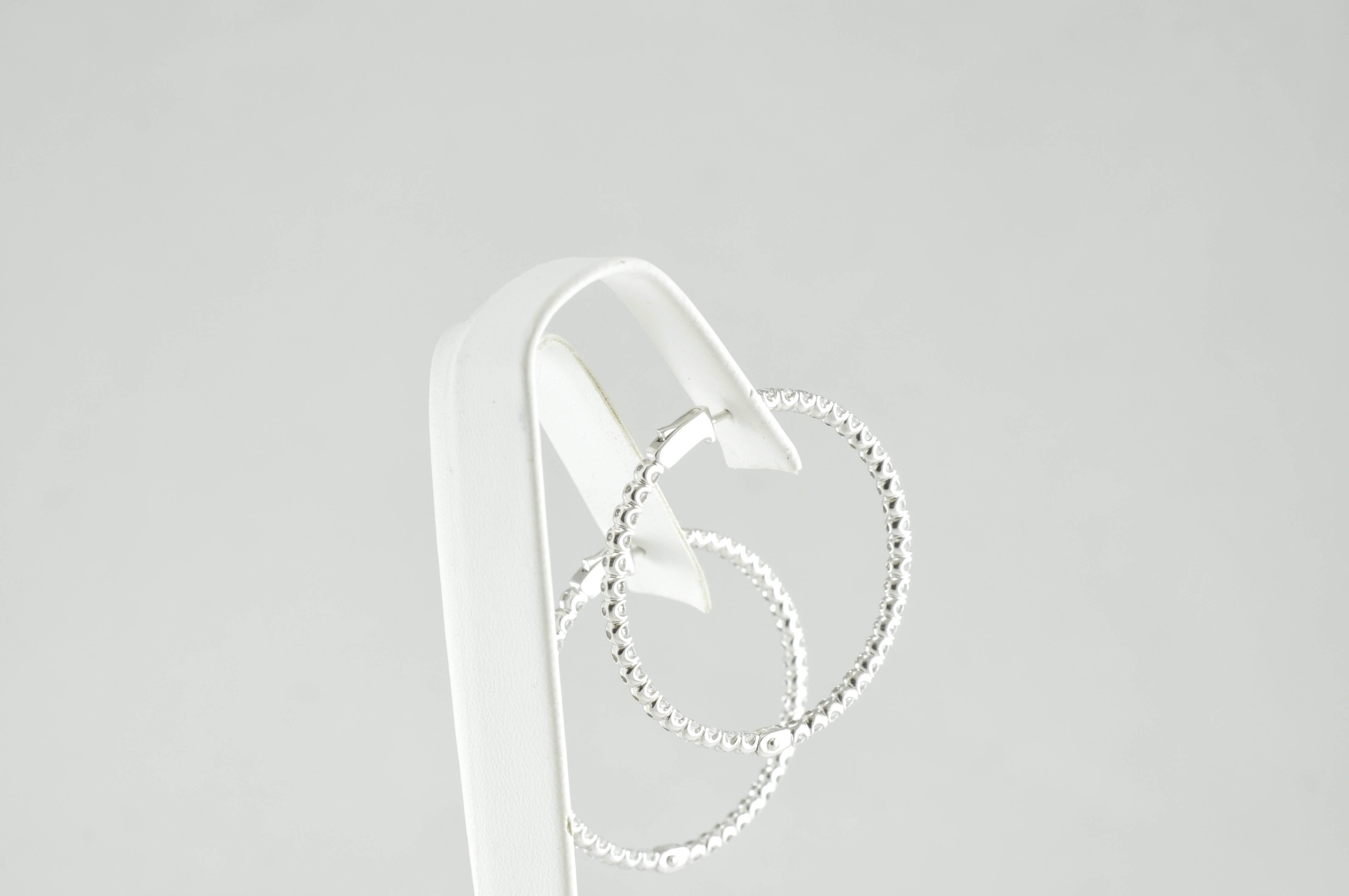 Modern Gold and Diamond Hoop Earrings