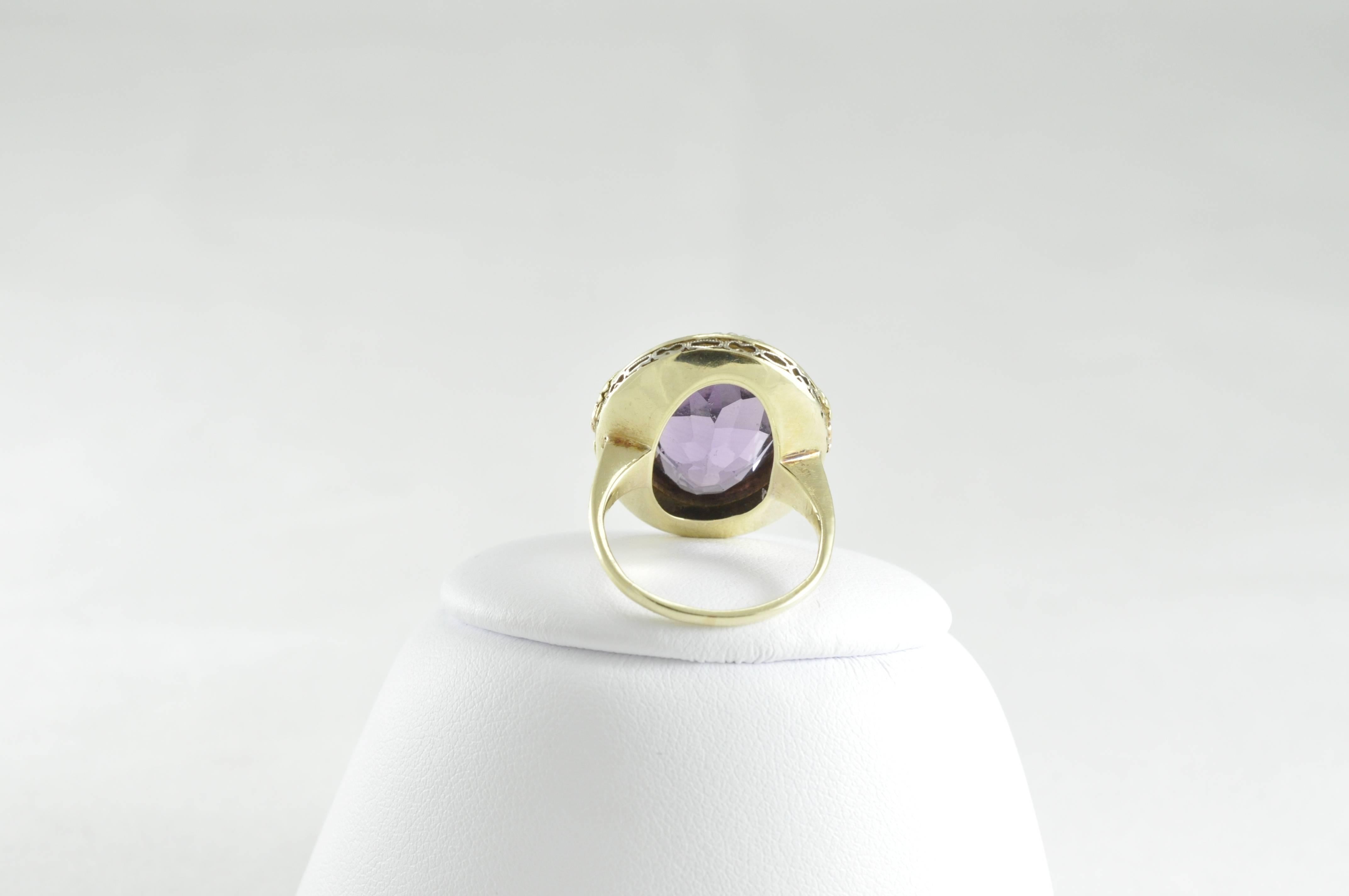 amethyst and seed pearl ring
