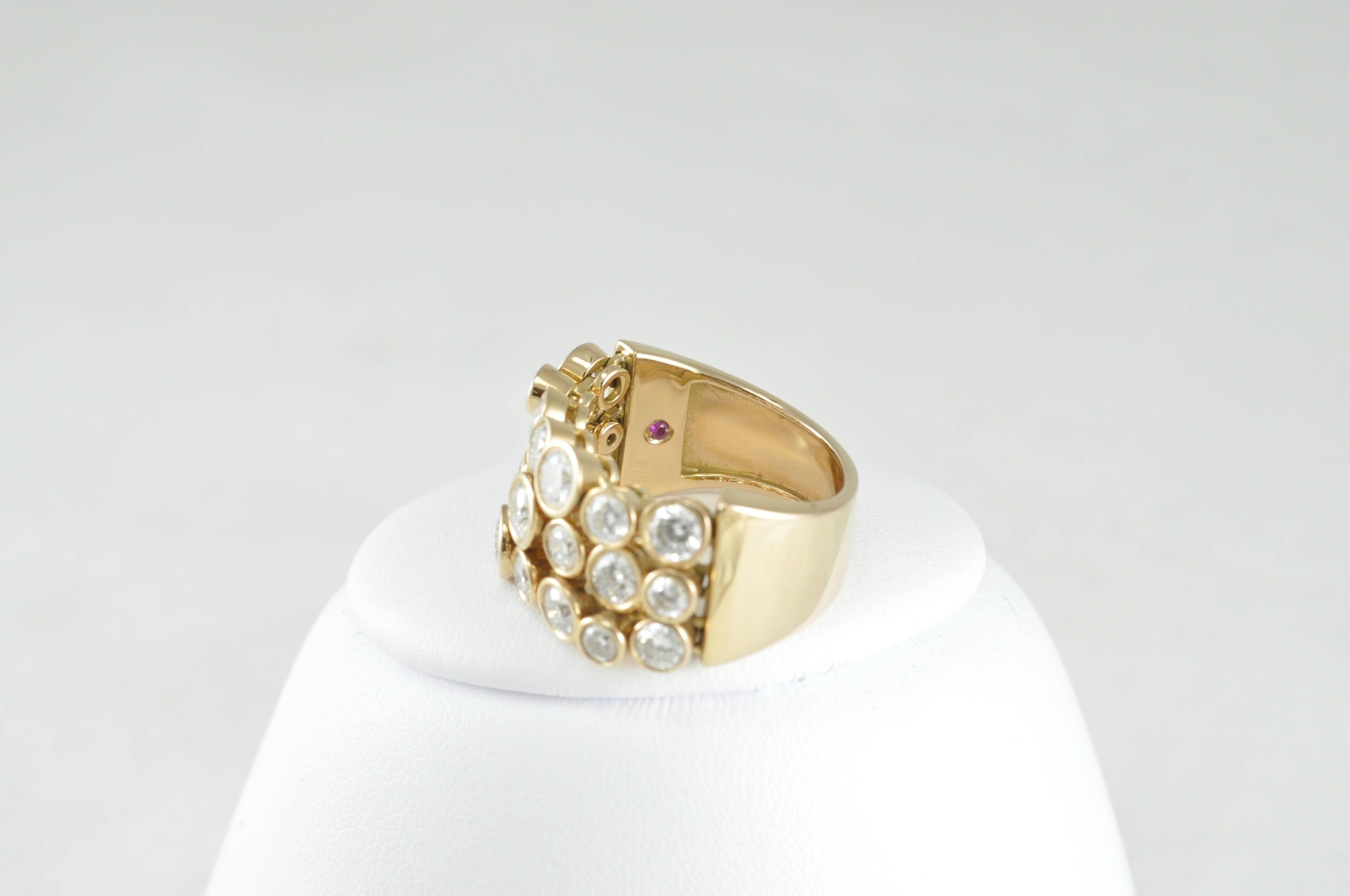 Roberto Coin Cento Frizzante Rose Gold and Diamond Ring In Excellent Condition In Dallas, TX