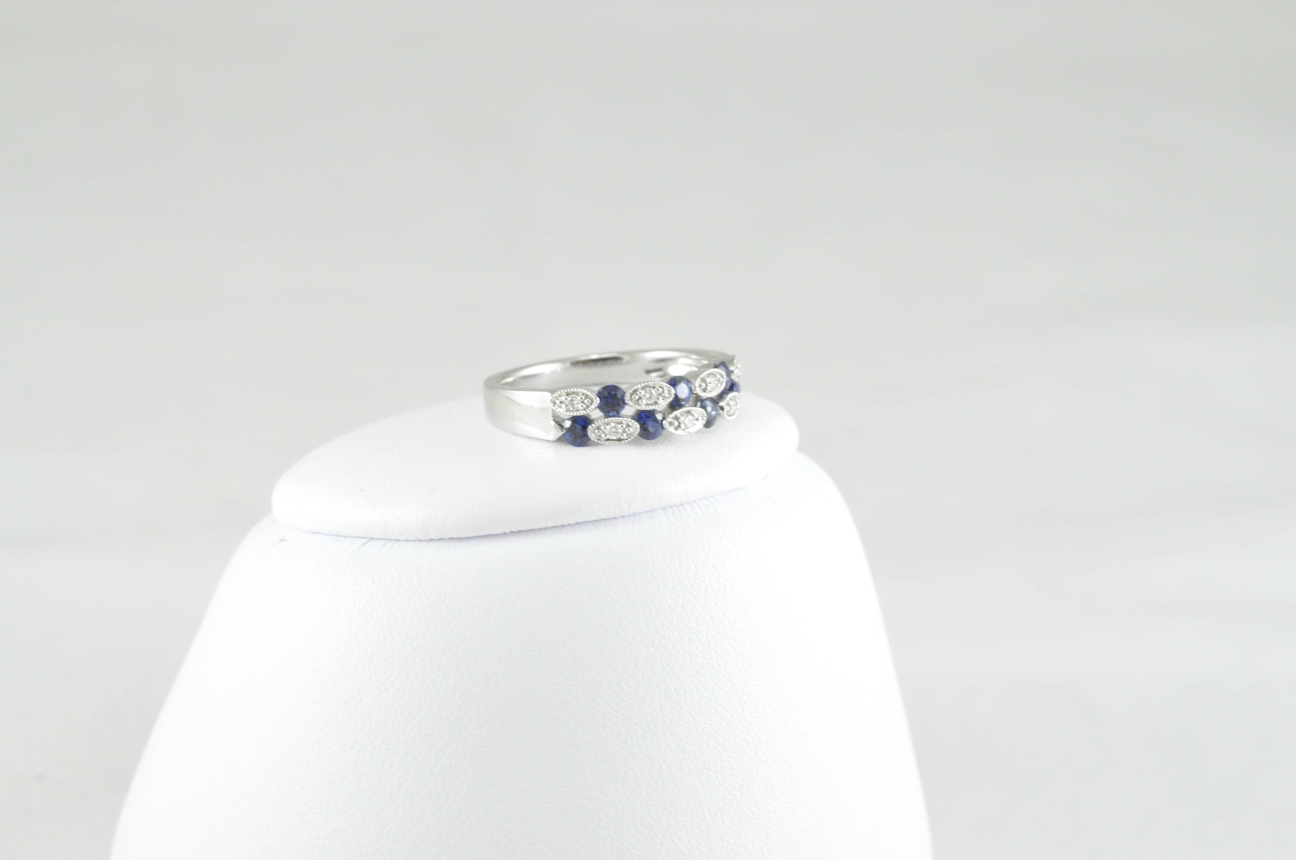 Modern Jewels by Jacob White Gold Diamond and Sapphire Ring