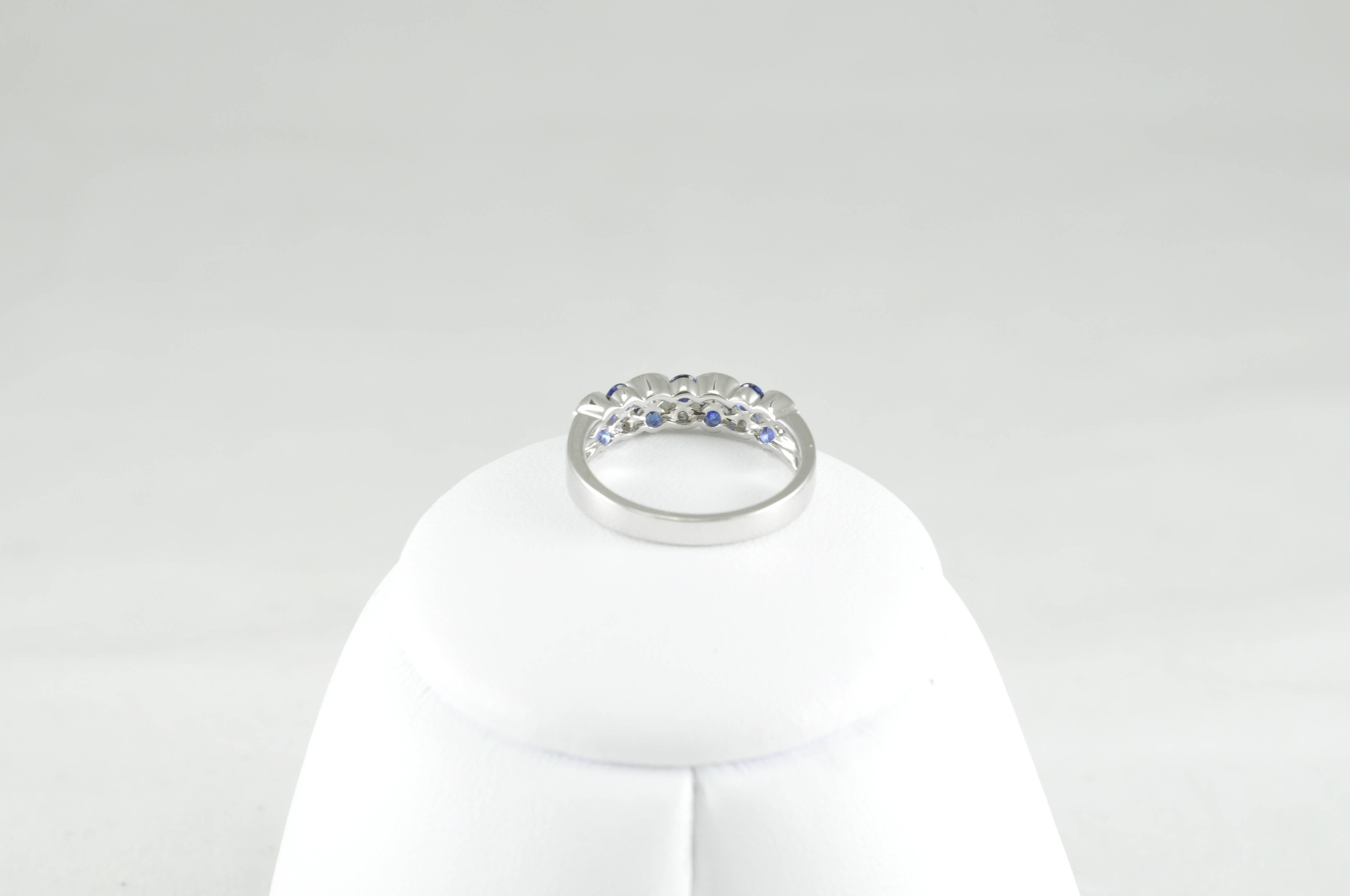 Round Cut Jewels by Jacob White Gold Diamond and Sapphire Ring