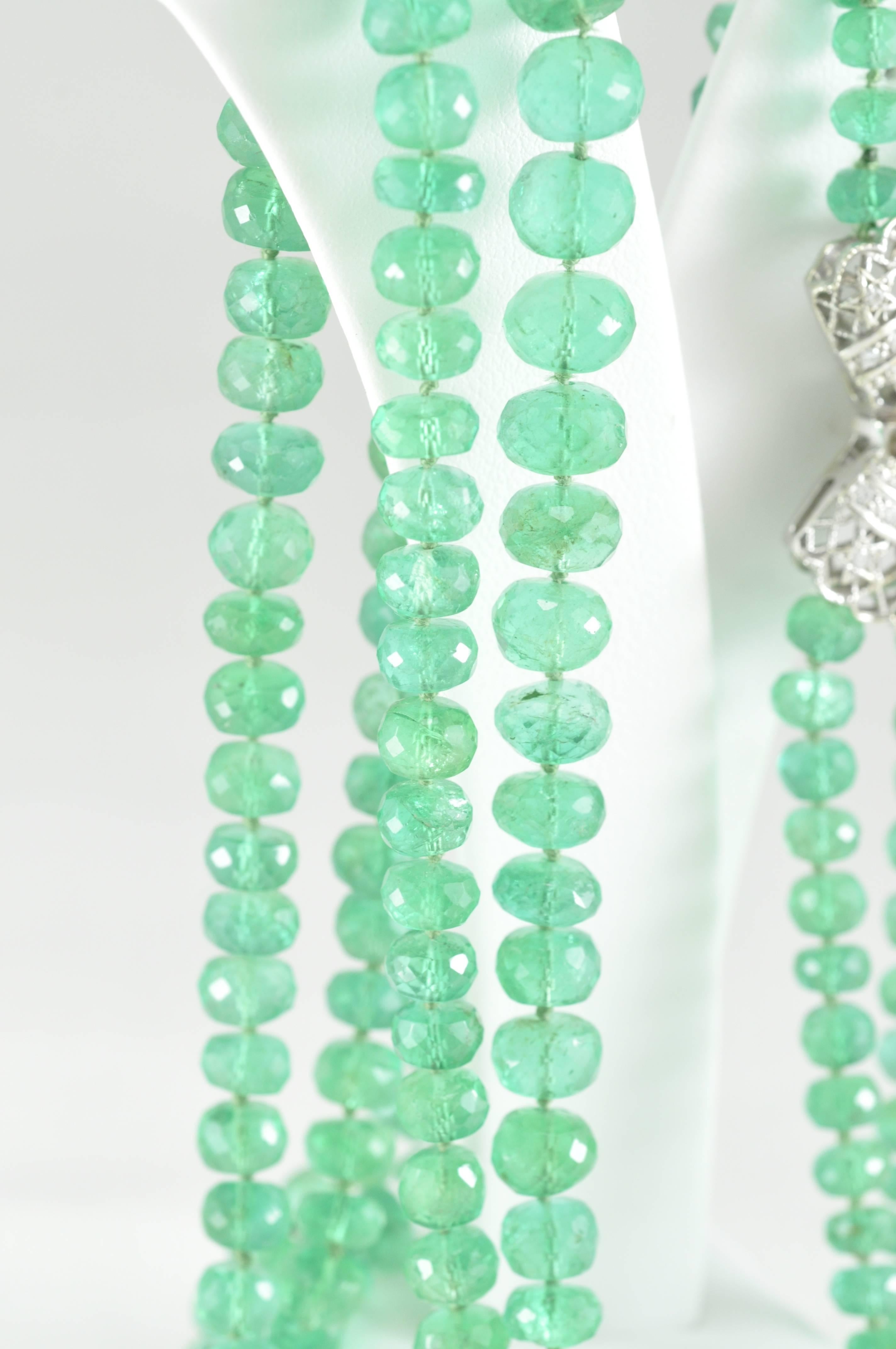 Faceted Double Strand Emerald Bead Necklace 1
