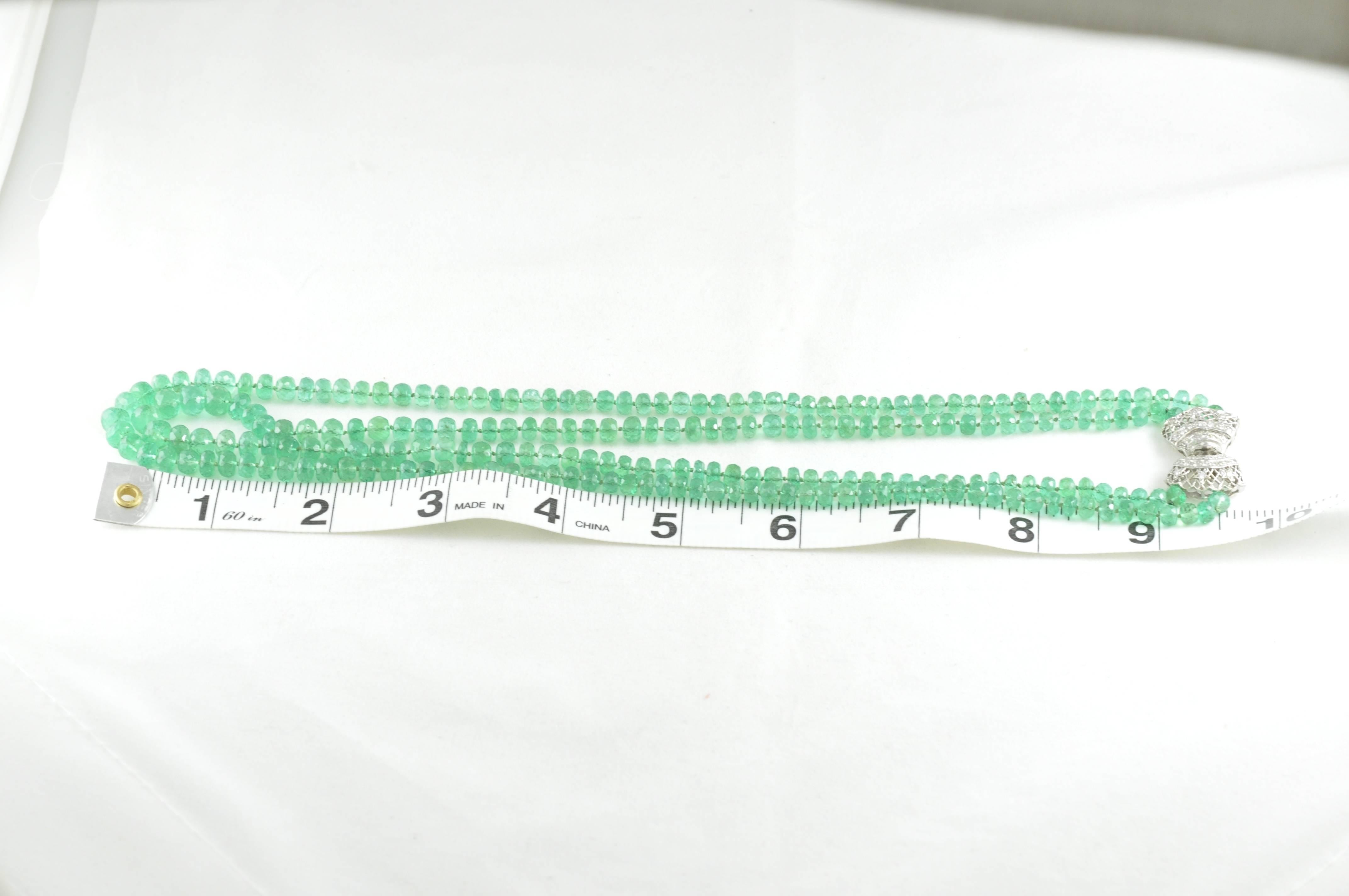 Faceted Double Strand Emerald Bead Necklace 2