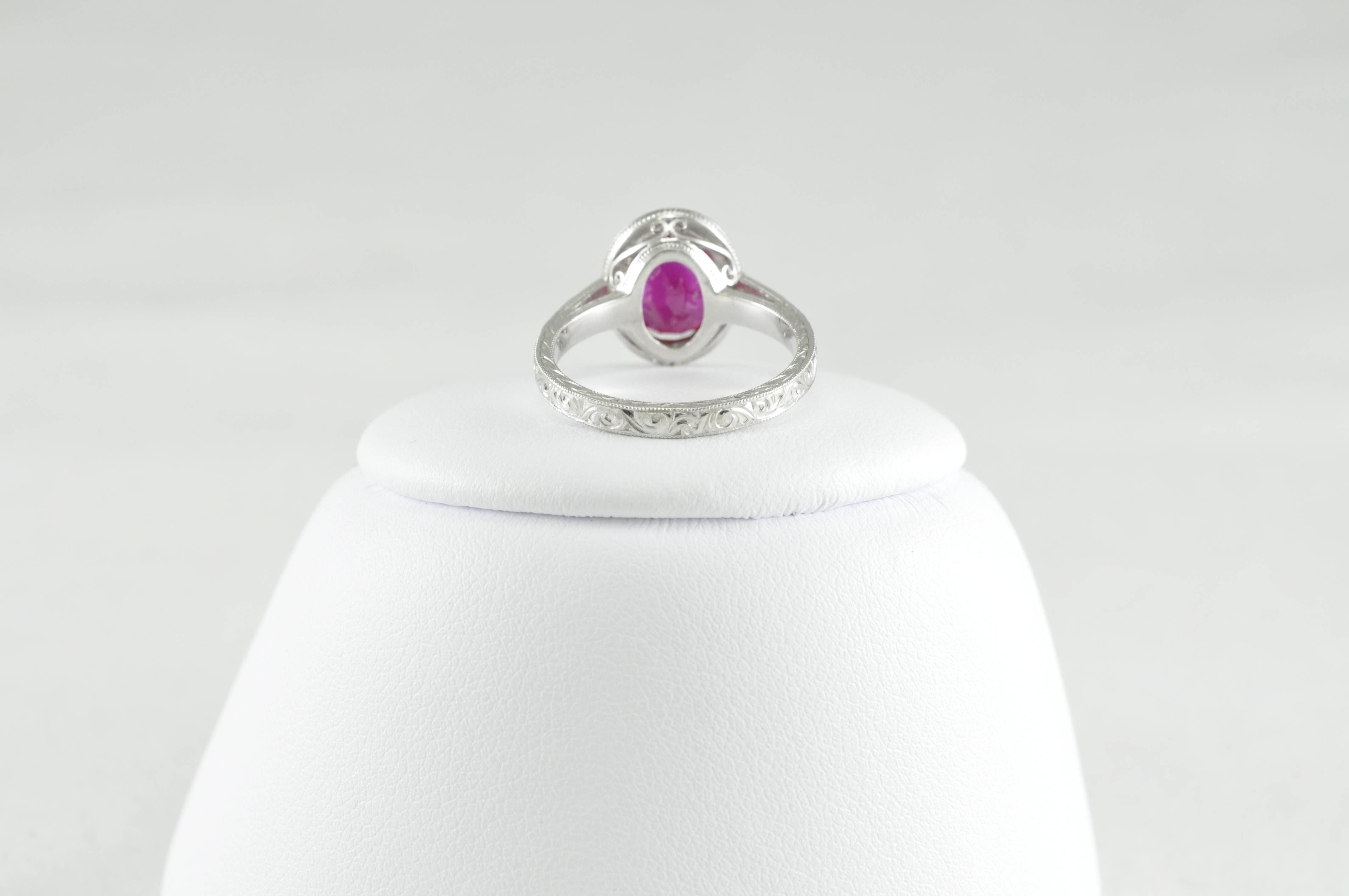 Modern White Gold, Ruby and Diamond Ring