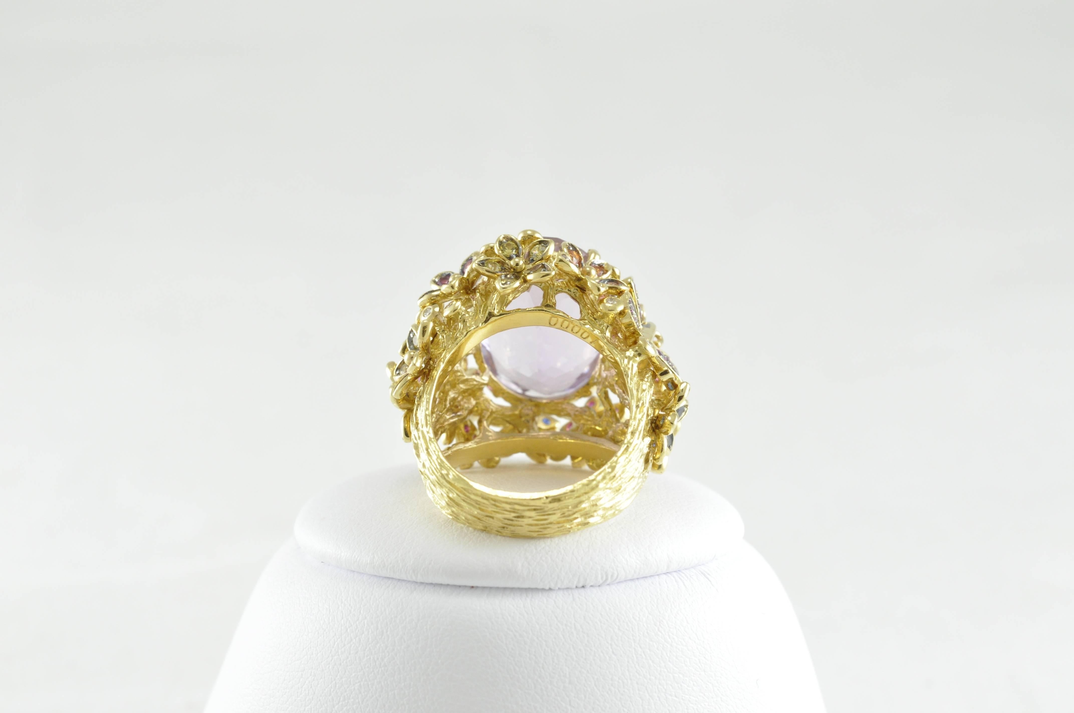 Yellow Gold and Amethyst Ring In New Condition In Dallas, TX