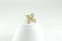 White Gold, Yellow Sapphire and White Diamond Butterfly Ring