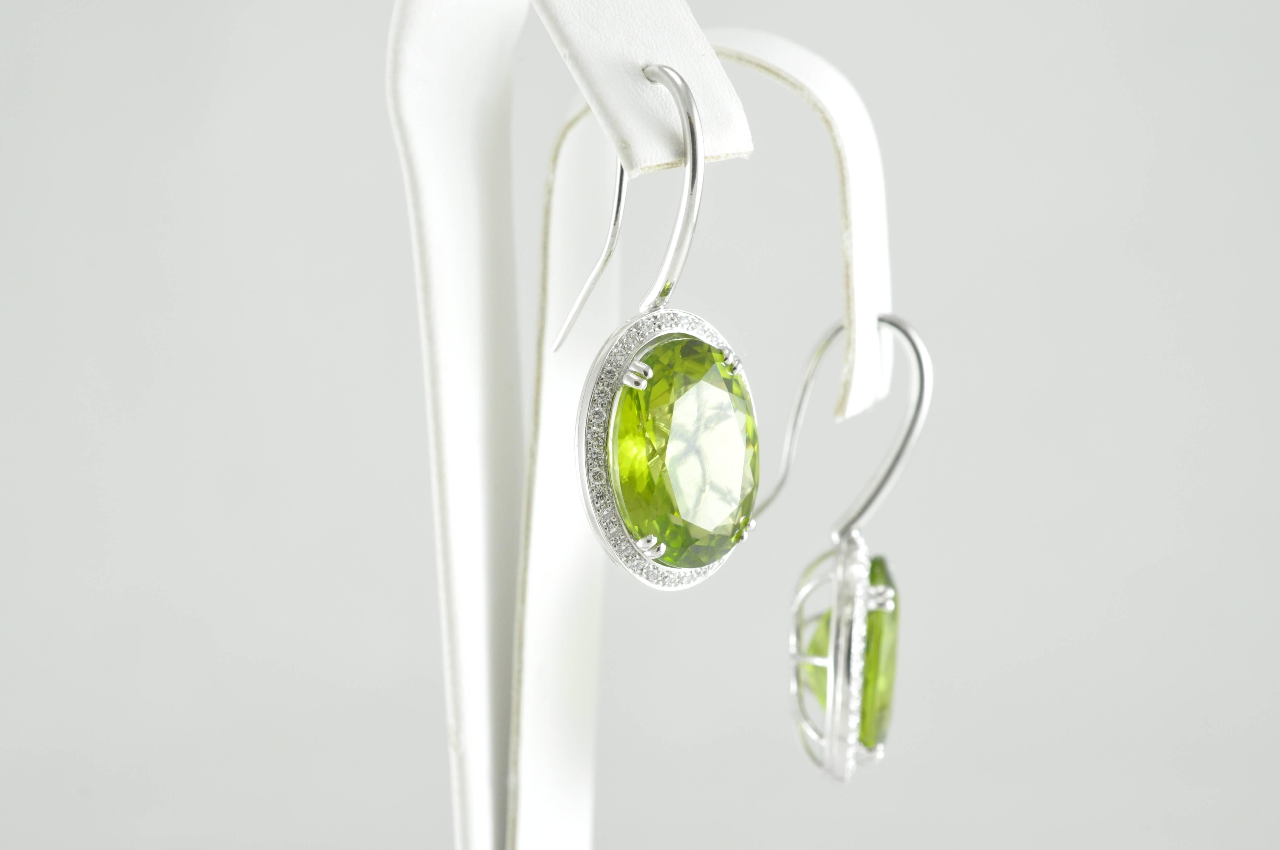 Modern Peridot Diamond Drop Earrings