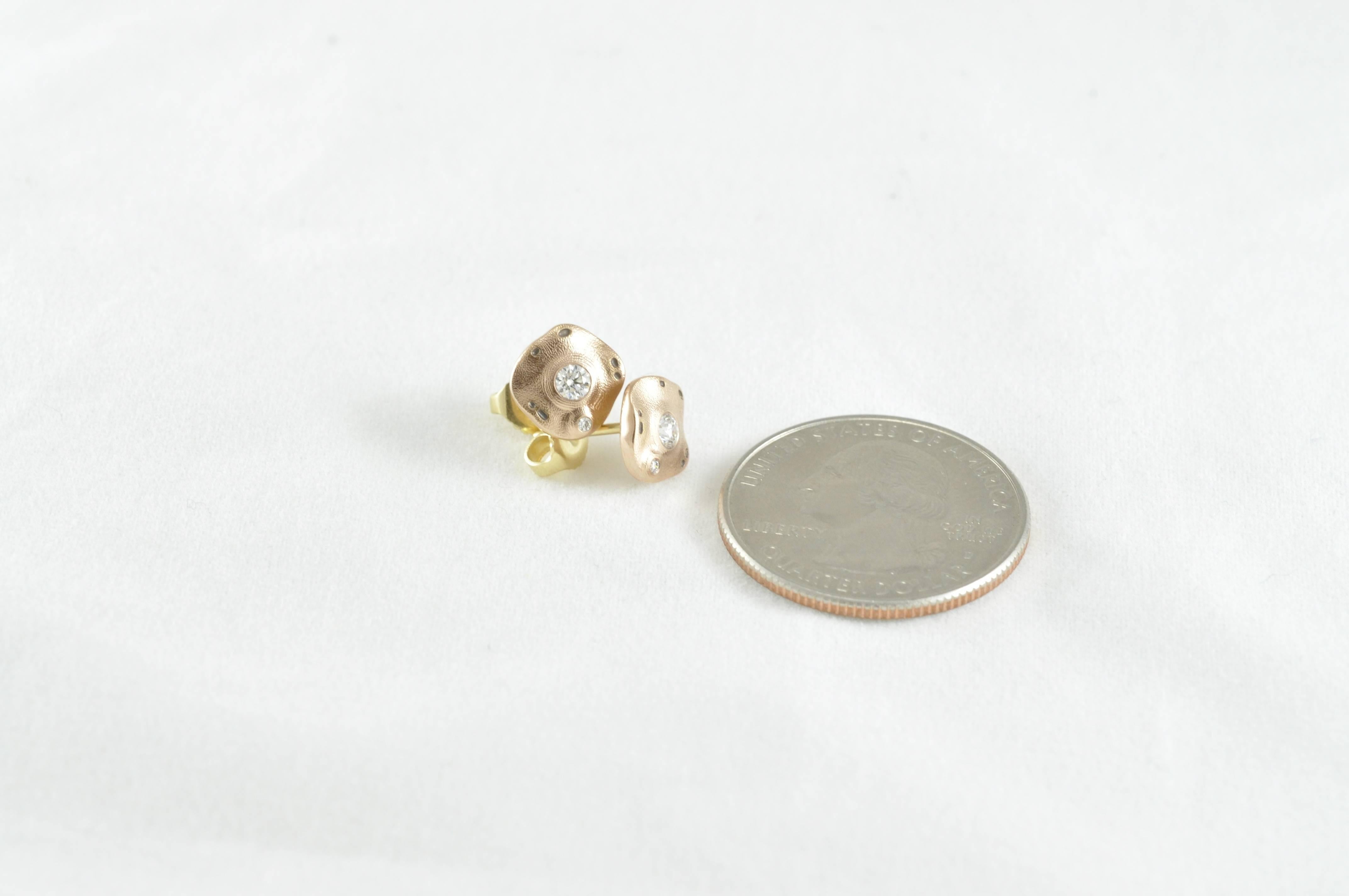 Modern Alex Sepkus Rose Gold and Diamond Flora Stud Earrings