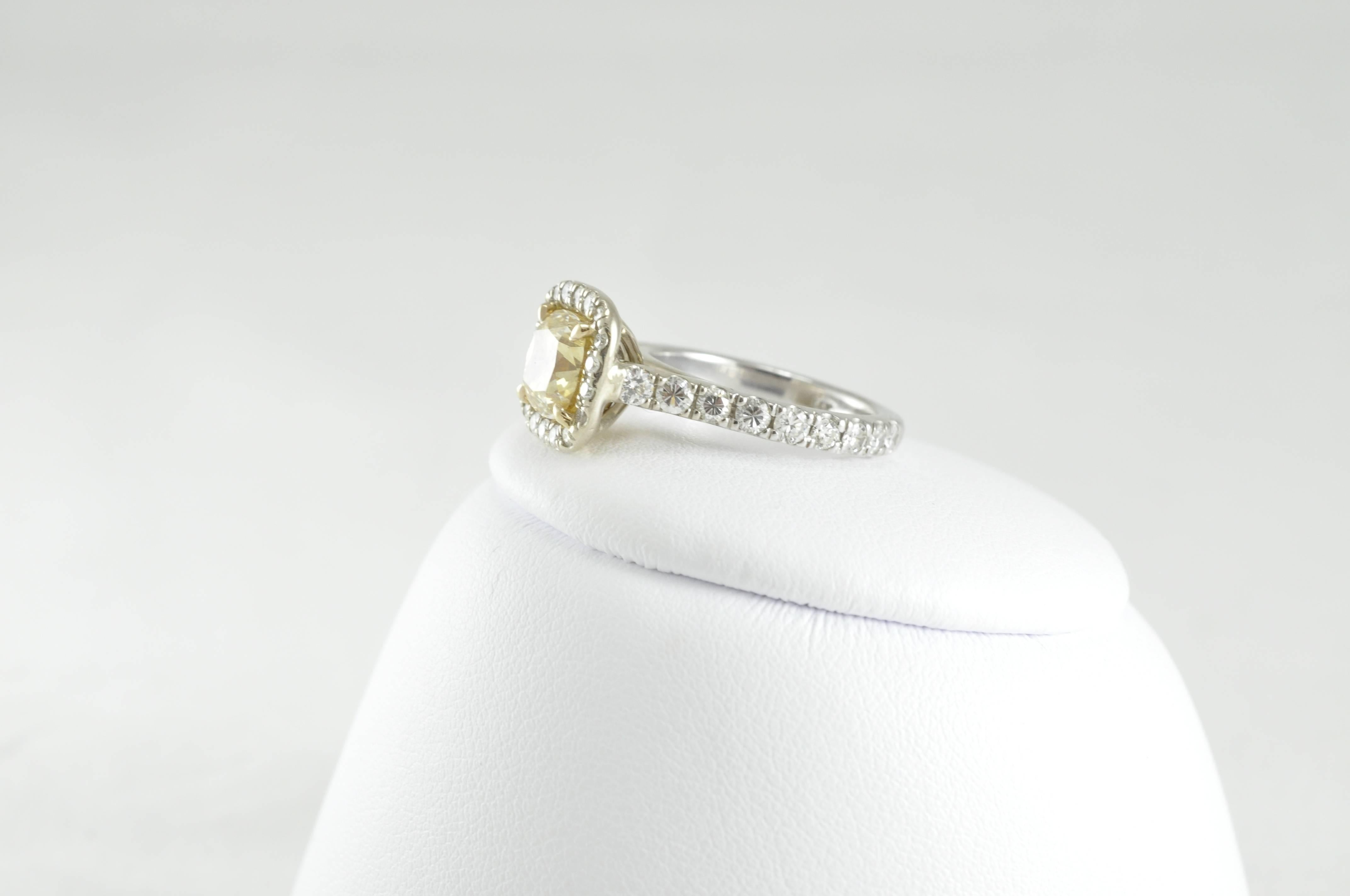Modern White Gold and Yellow Diamond Engagement Ring