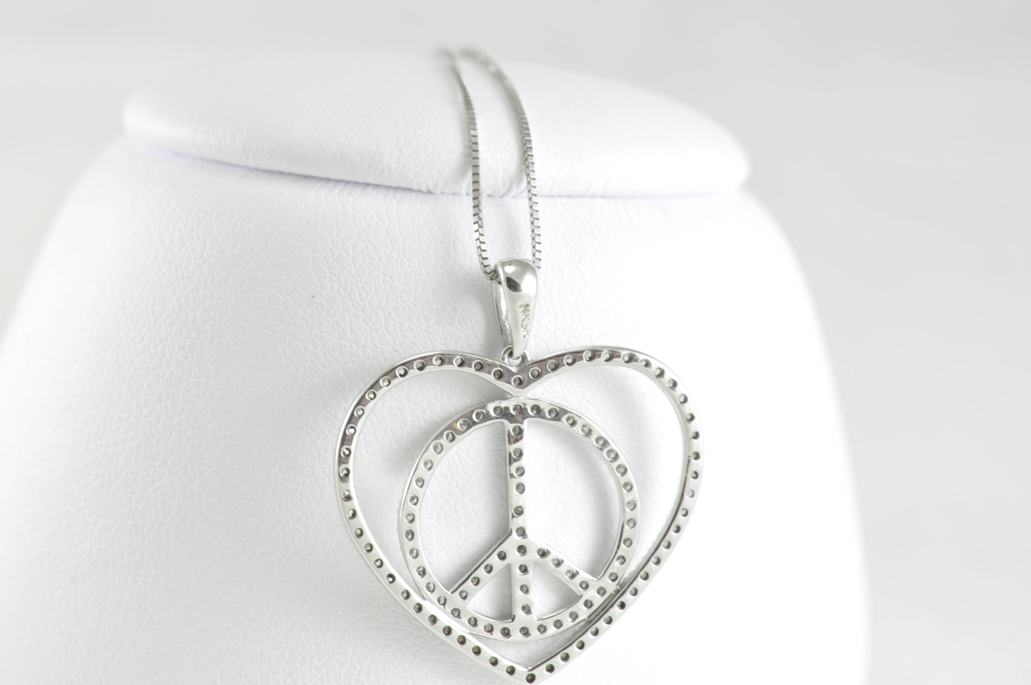 Round Cut Love and Peace Diamond Necklace