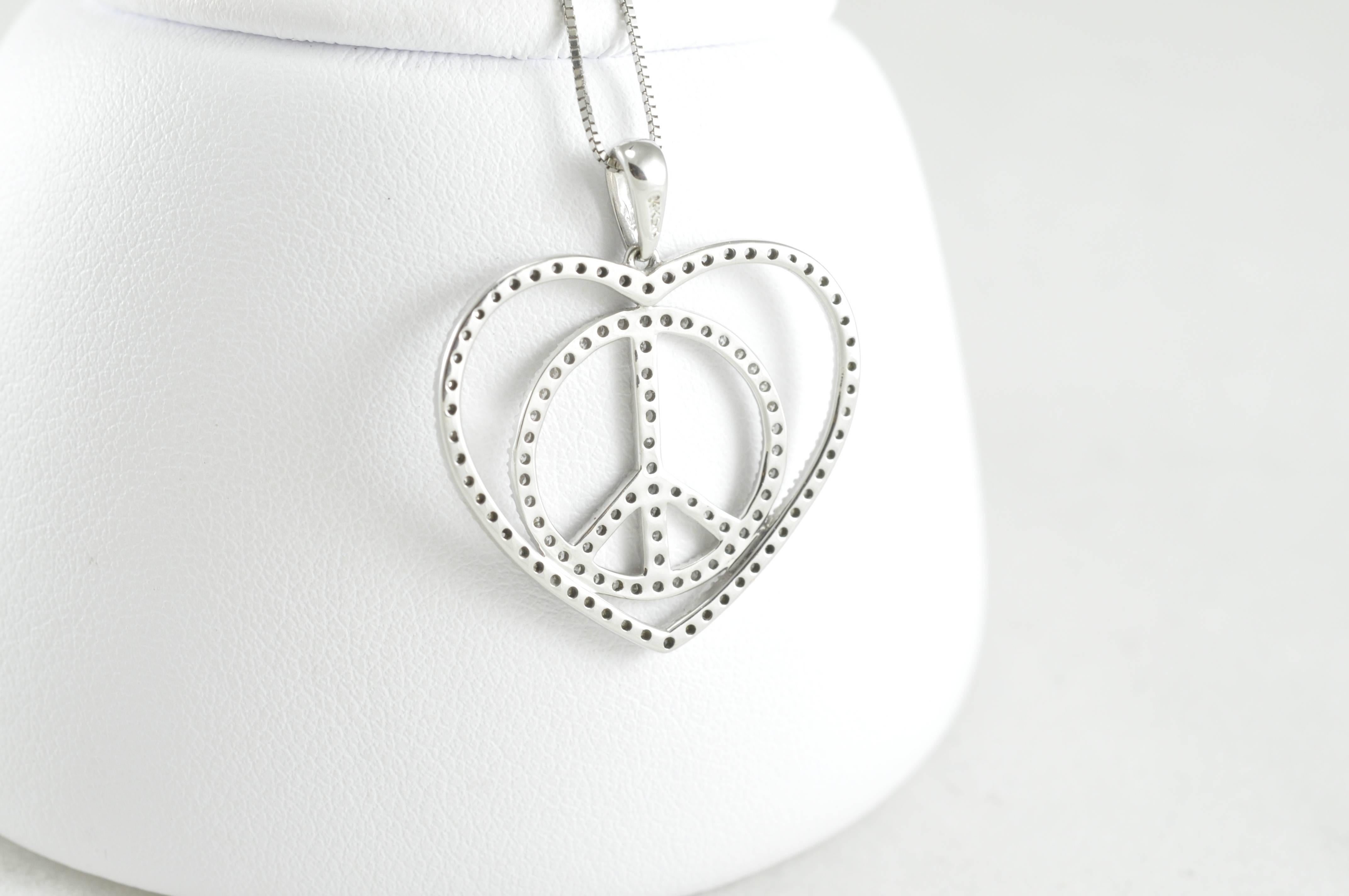 Modern Love and Peace Diamond Necklace