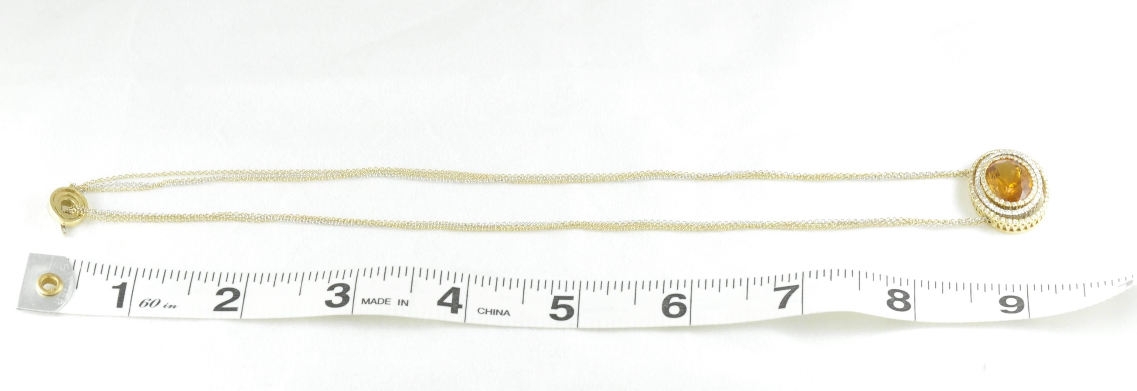 Citrine and Diamond Oval Pendant on Triple Chain 2