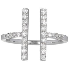 White Diamond and Gold Two-Bar Ring