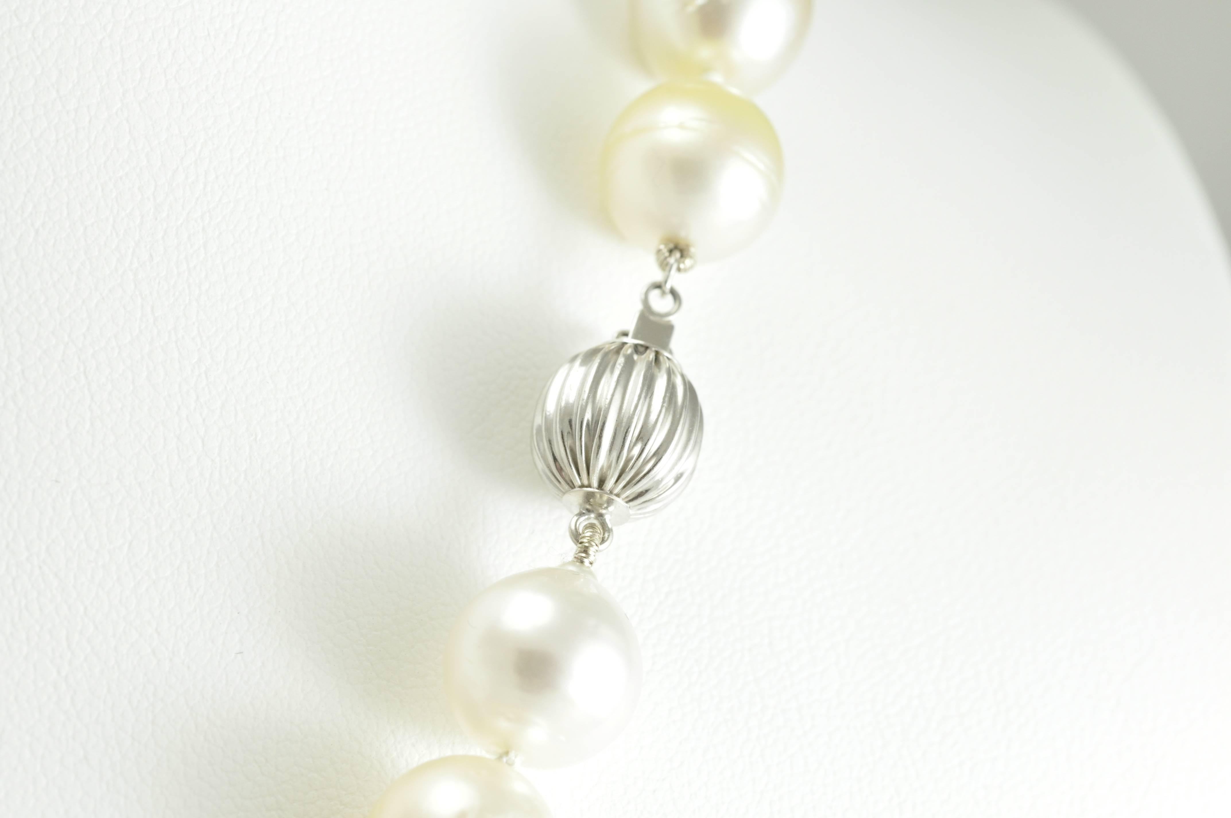 Modern Multicolored South Sea Semi Baroque Pearls with White Gold Clasp