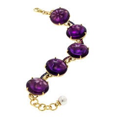 One-of-a-Kind Amethyst Ruby Sapphire Gold Bracelet