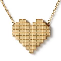 Francesca Grima Yellow Gold and Enamel Reversible Pixel Heart Necklace