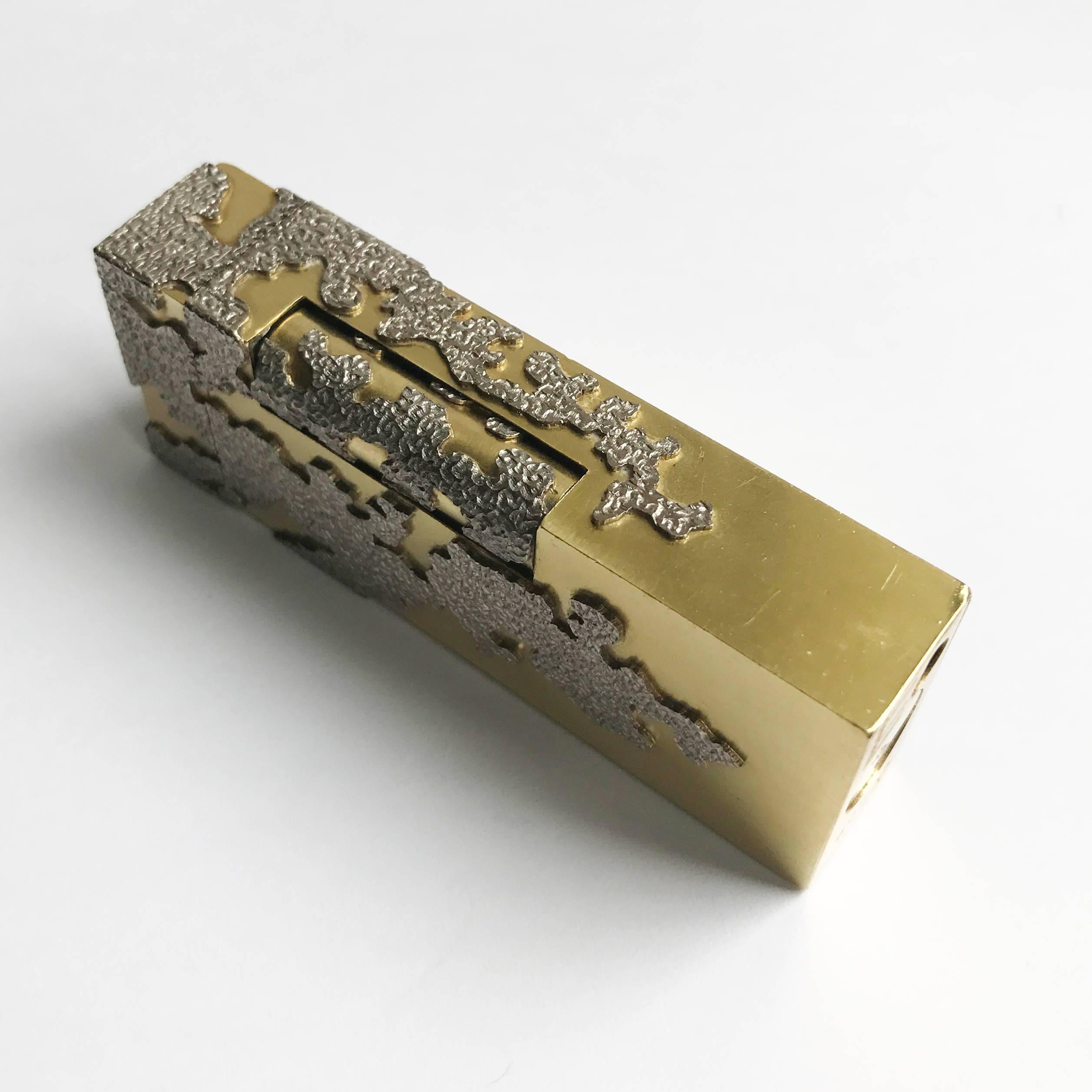 Modernist Andrew Grima Yellow and White Gold Diamond Rollagas Lighter for Dunhill, 1967