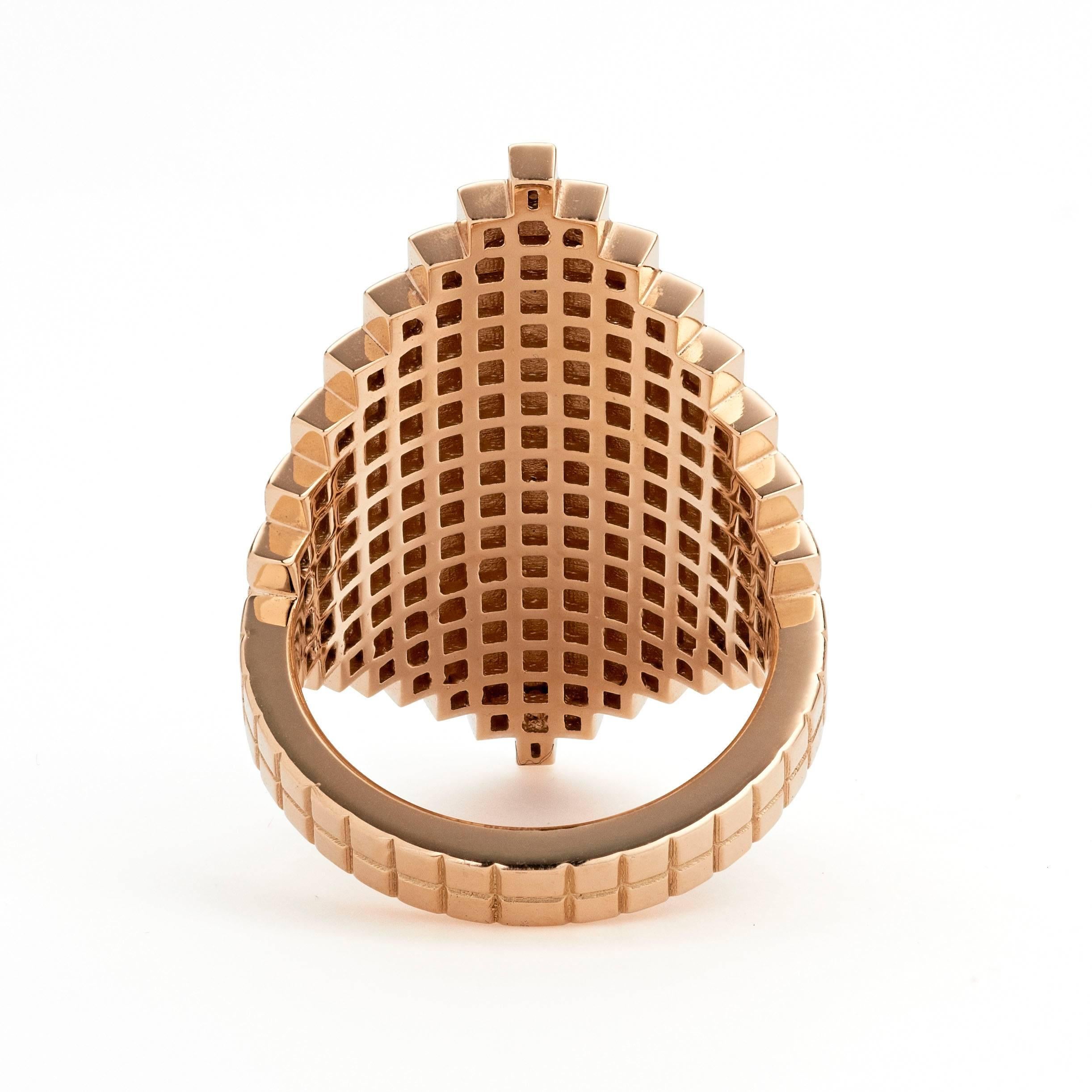 Contemporary Francesca Grima Rose Gold Long Pixel Ring For Sale