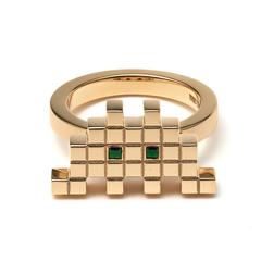 Francesca Grima Emerald Yellow Gold Invader I Ring