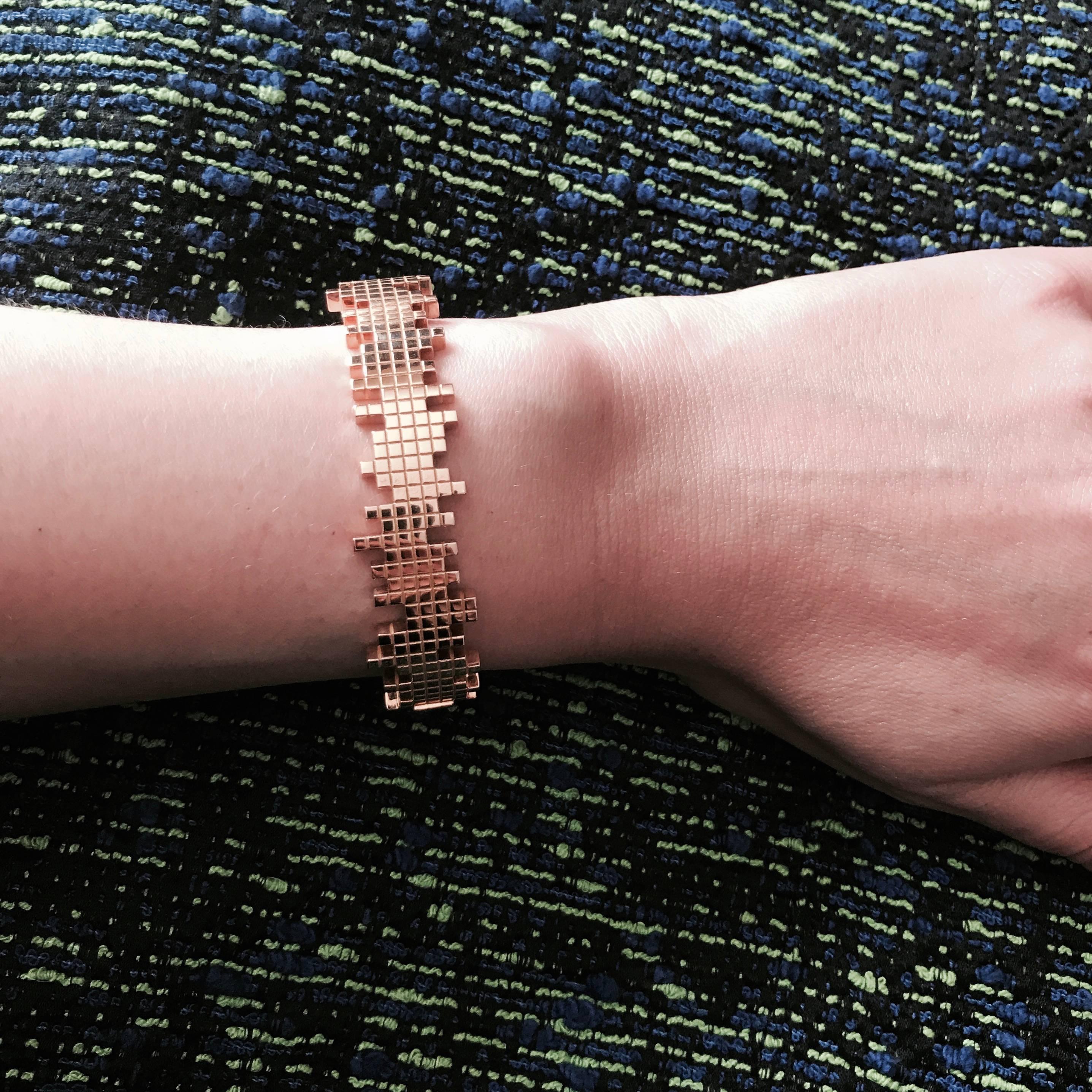 Contemporary Francesca Grima Rose Gold Pixel Bangle Bracelet For Sale