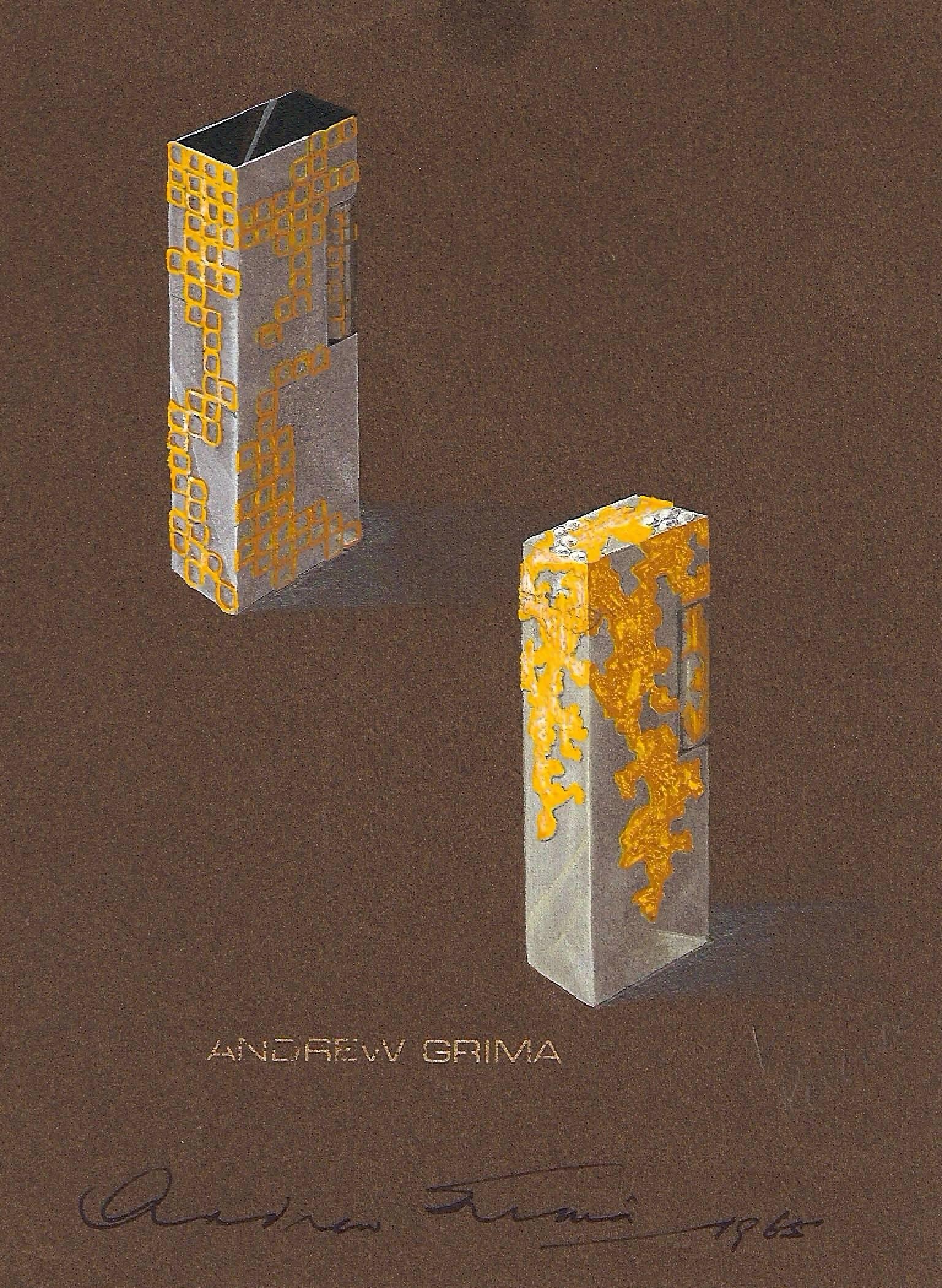 Andrew Grima Yellow and White Gold Diamond Rollagas Lighter for Dunhill, 1967 2