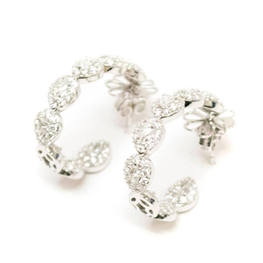 Women's Bespoke White Gold Diamond Hoop Earrings For Sale