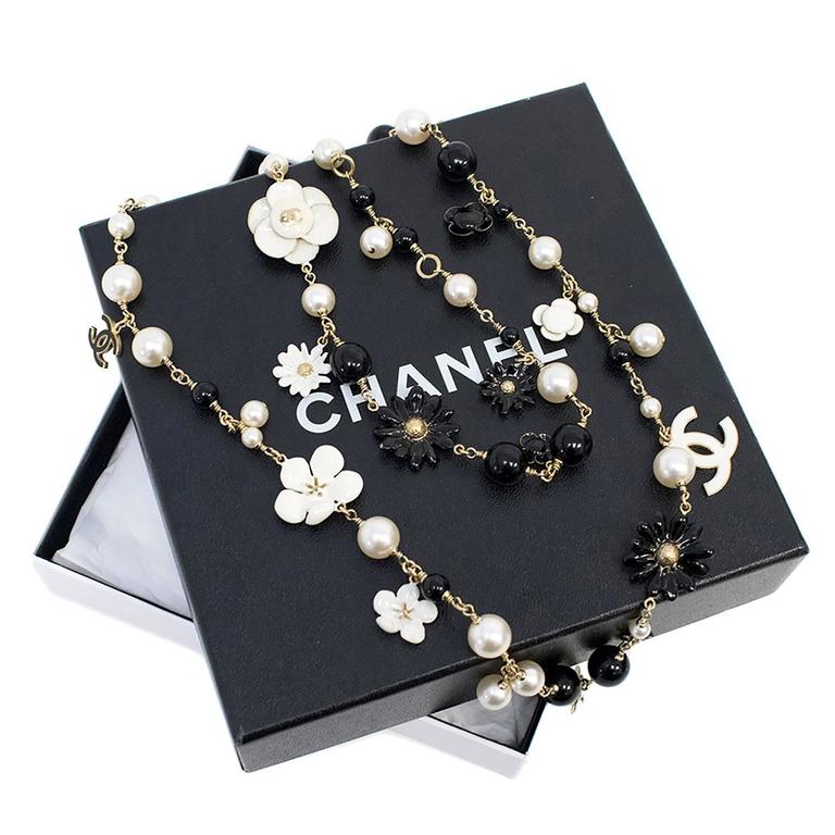 Chanel Camelia Enameled Necklace For Sale at 1stDibs