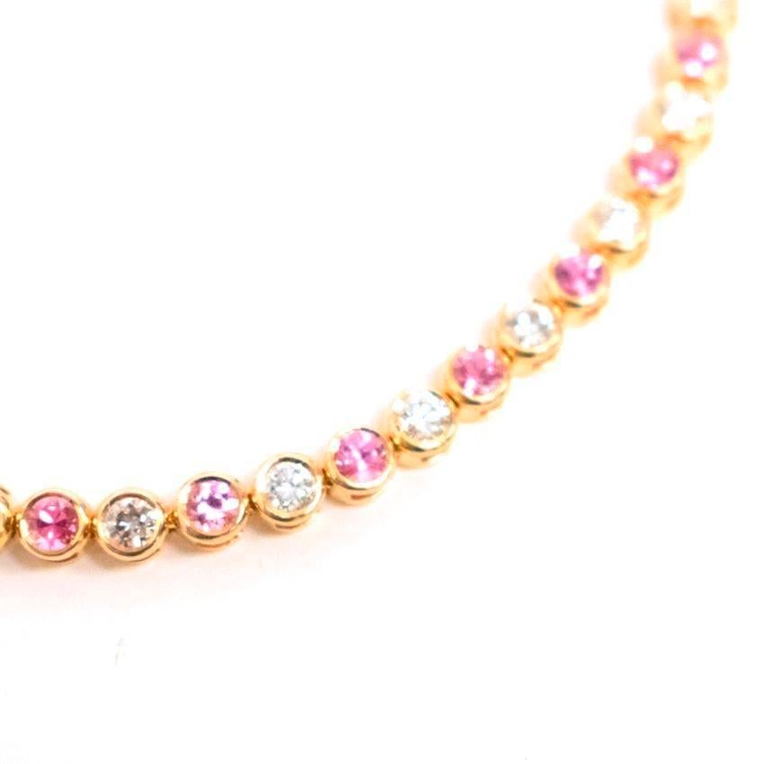 Bespoke Rose Gold Pink Sapphire and Diamond Bracelet In New Condition For Sale In London, GB