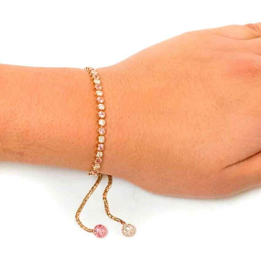 Bespoke Rose Gold Pink Sapphire and Diamond Bracelet For Sale 2
