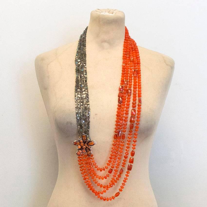 Iradj Moini Orange and Grey Beaded Necklace 4