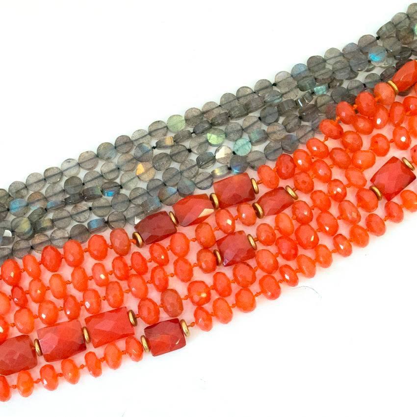 Iradj Moini Orange and Grey Beaded Necklace In Excellent Condition In London, GB