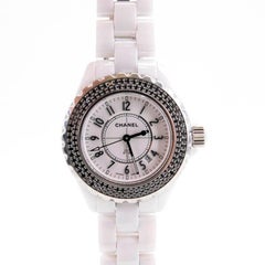 Chanel Ladies J12 Stainless Steel Ceramic Black Diamond Wristwatch 1