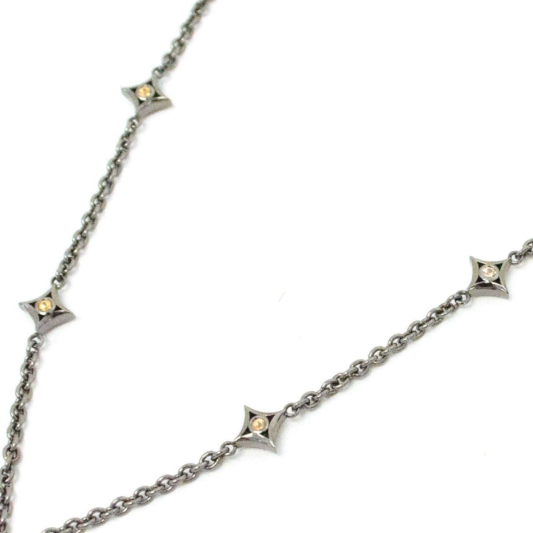 Theo Fennell Black and Silver Necklace with Yellow Sapphire Pendant For Sale 2