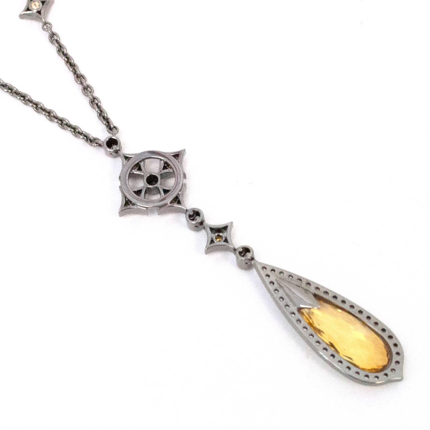 Theo Fennell Black and Silver Necklace with Yellow Sapphire Pendant For Sale 5