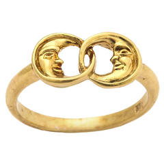 Gold Two Man-in-the-Moon Ring